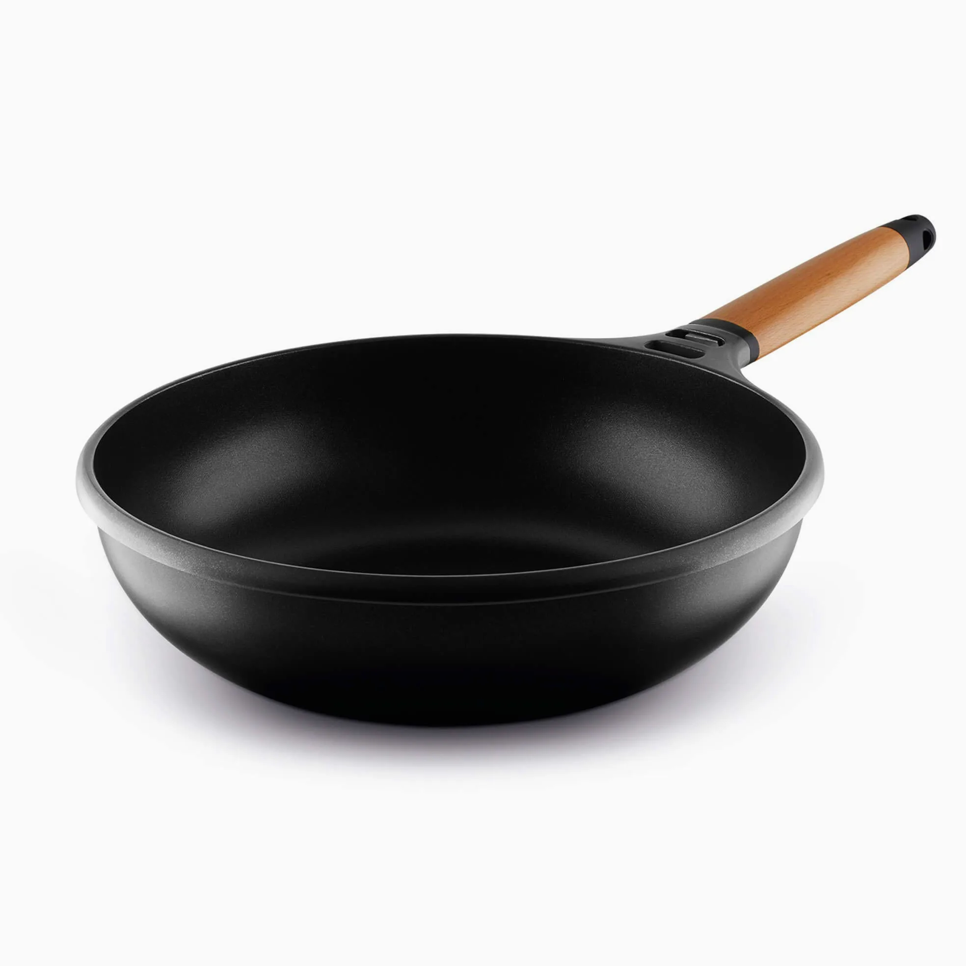 CASTEY - Sartén Wok de Inducción, 28 cm, con Mango de Madera de Cedro, Antiadherente, Distribuye el Calor de Forma Homogénea, Ligera y Cómoda, Fácil de Limpiar, Apta para Todas las Cocinas