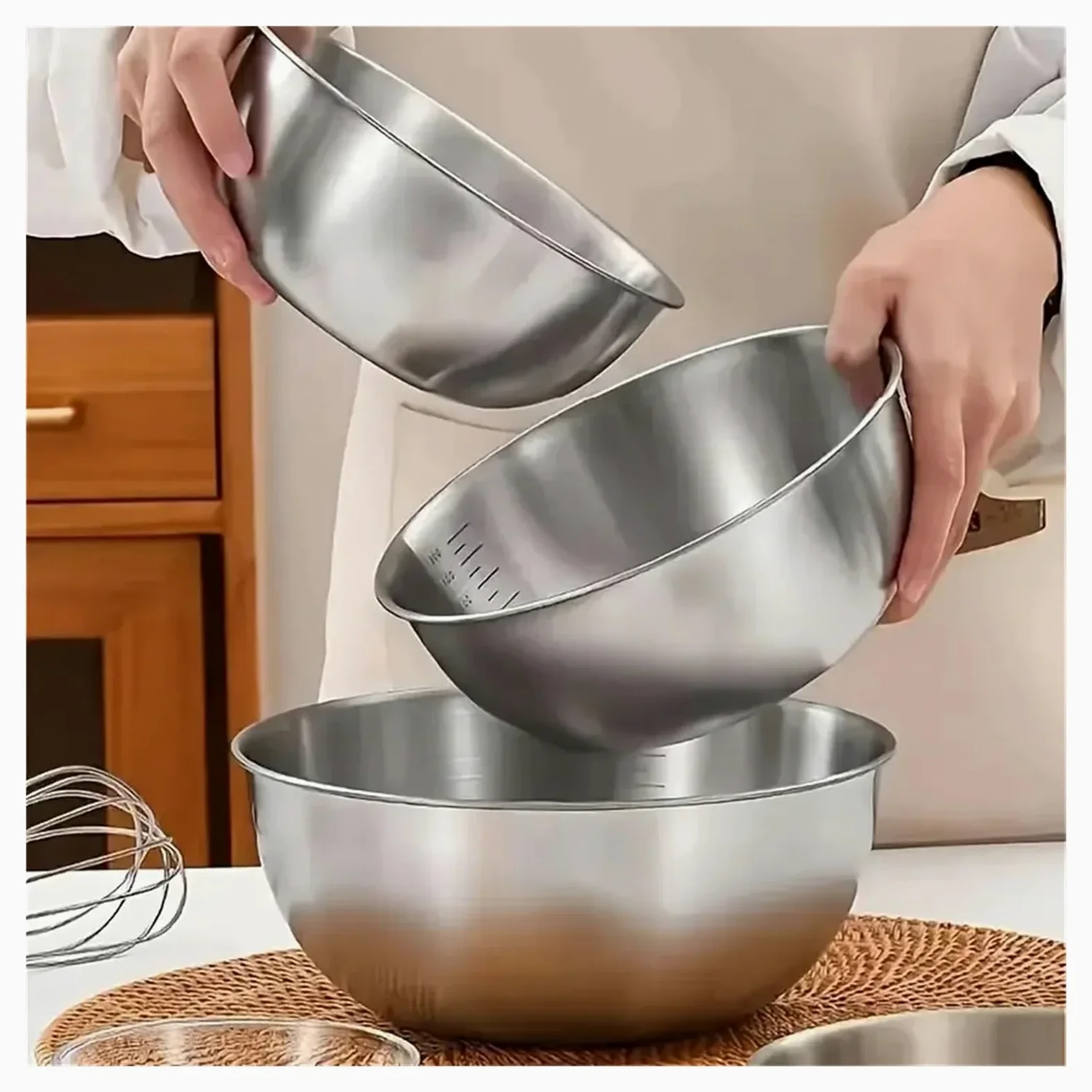 Juego de tazones de acero inoxidable for cocinar, hornear y almacenar alimentos, tazones for mezclar de gran capacidad for elementos esenciales de cocina(Silver M 1pc)