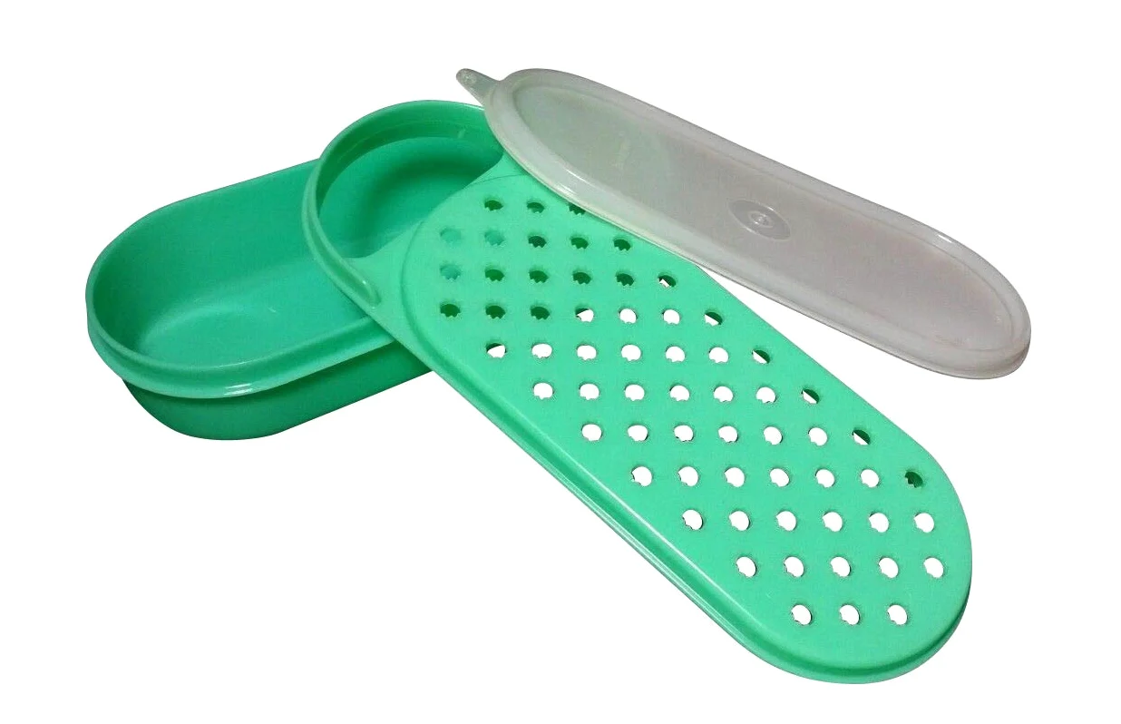 Vintage Softshell Jadeíta Verde Tupperware Rallador de Queso 3 piezas