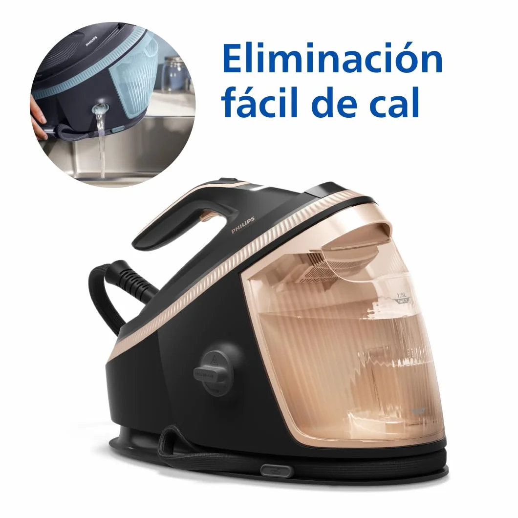 Philips PerfectCare serie 7000 Centro de planchado, golpe de vapor de 650 g, 8.5 Bares, suela SteamGlide Elite, vapor automático inteligente (PSG7300/80)