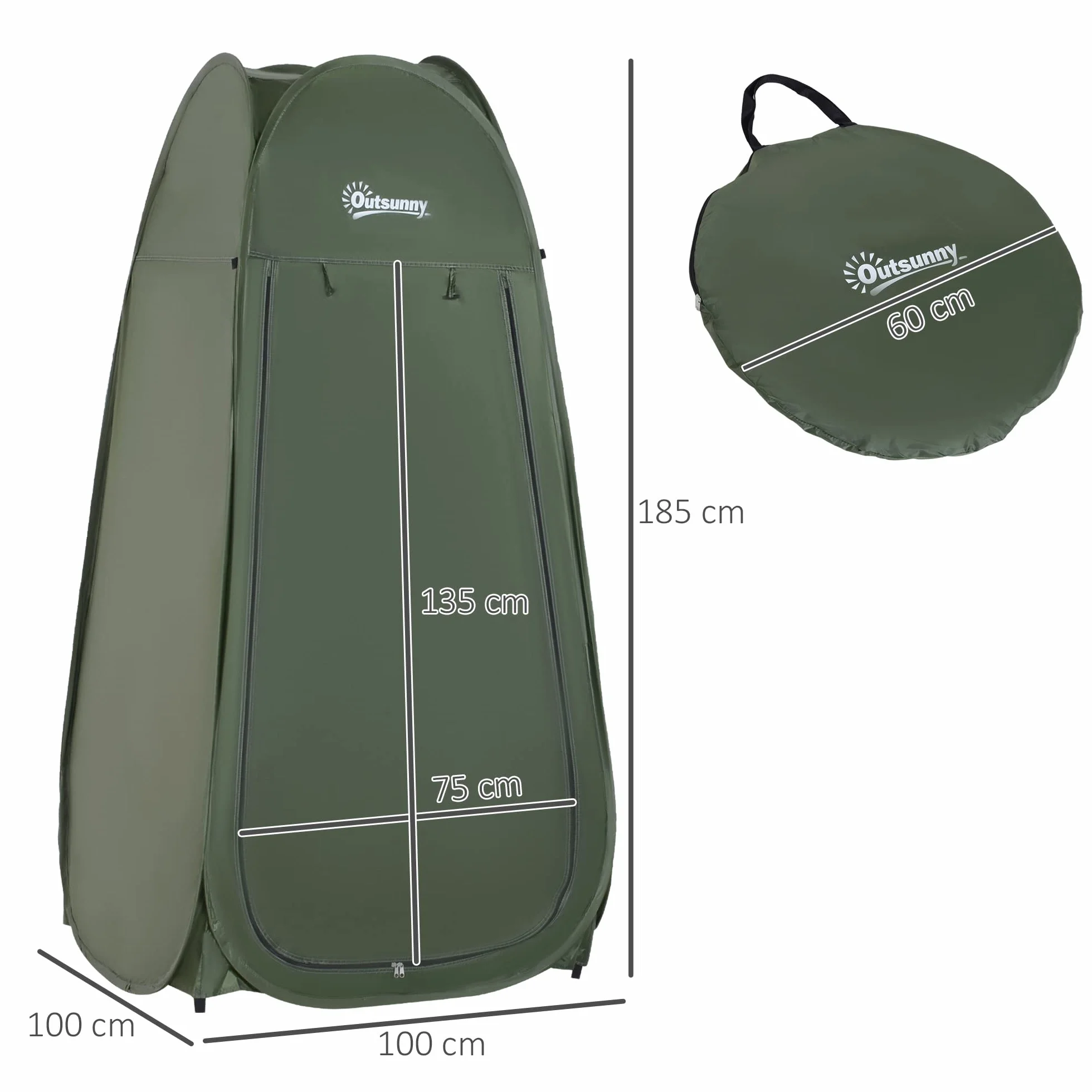 Outsunny Tienda de Campaña Instantánea Impermeable 100x100x185cm