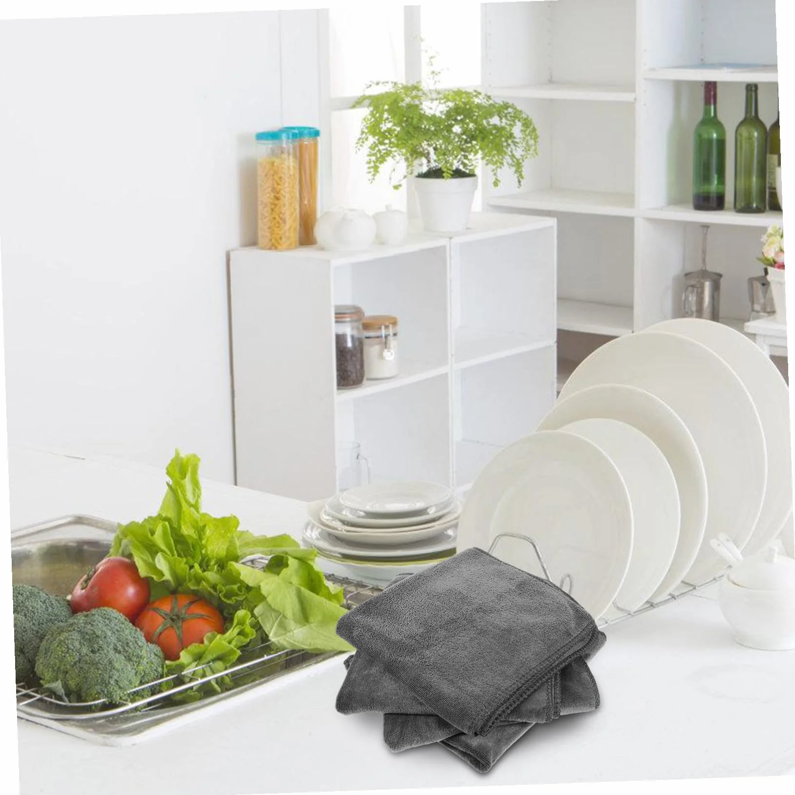 Paños Absorbentes de Microfibra 40x40 Cm Gris, Toallas Reutilizables para Limpiar Coche y Cocina, Alta Absorción de Agua, Limpieza Profunda, Pack de 12 Unidades para Uso Doméstico