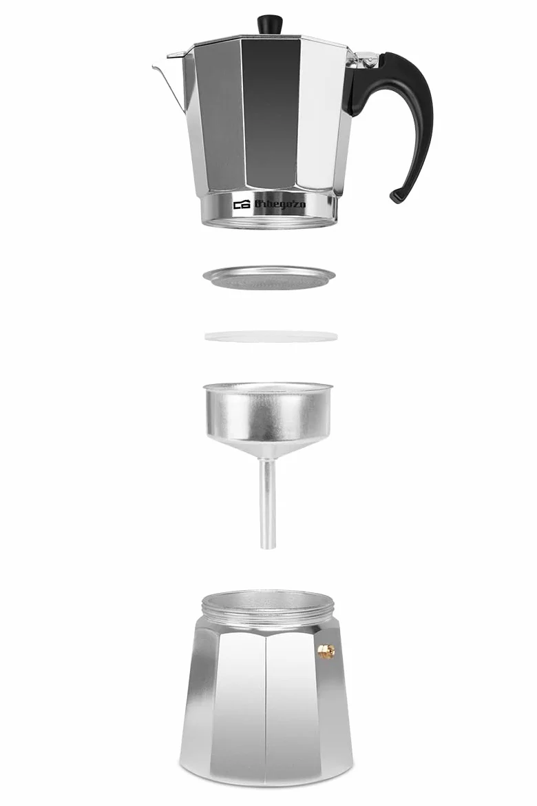 Orbegozo KF 1200, Cafetera Italiana de Aluminio, 12 Tazas, Mango Ergonómico, Apta para Cocinas de Gas, Eléctricas y de Vitrocerámica, Válvula de Seguridad
