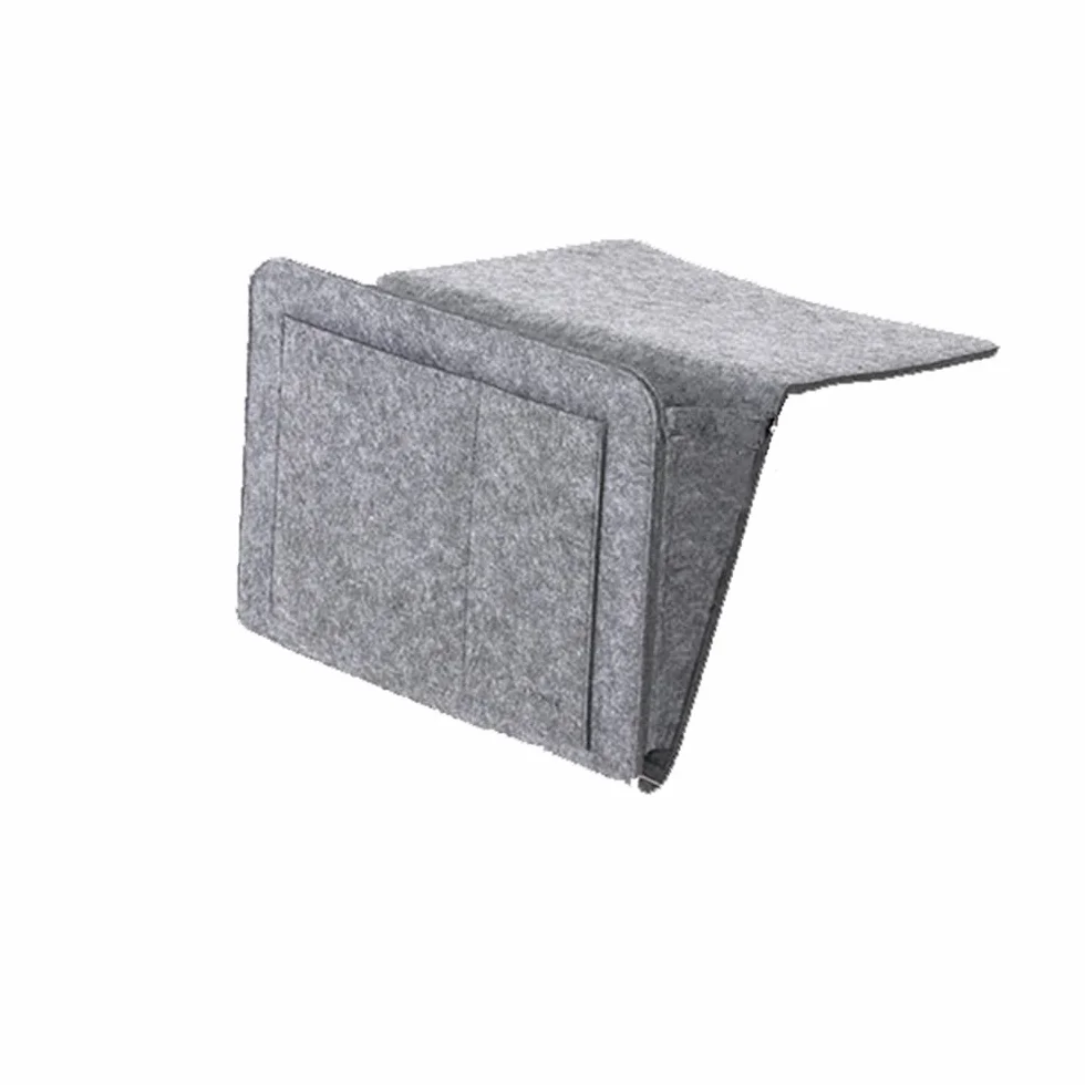 Organizador de almacenamiento para colgar en la mesita de noche de fieltro para colgar en el hogar, rieles de cama, sofá, literas (gris)