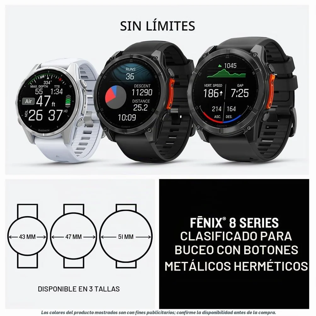 Garmin fēnix 8 51 mm AMOLED Zafiro Reloj Inteligente GPS Multideportivo Titanio Linterna LED