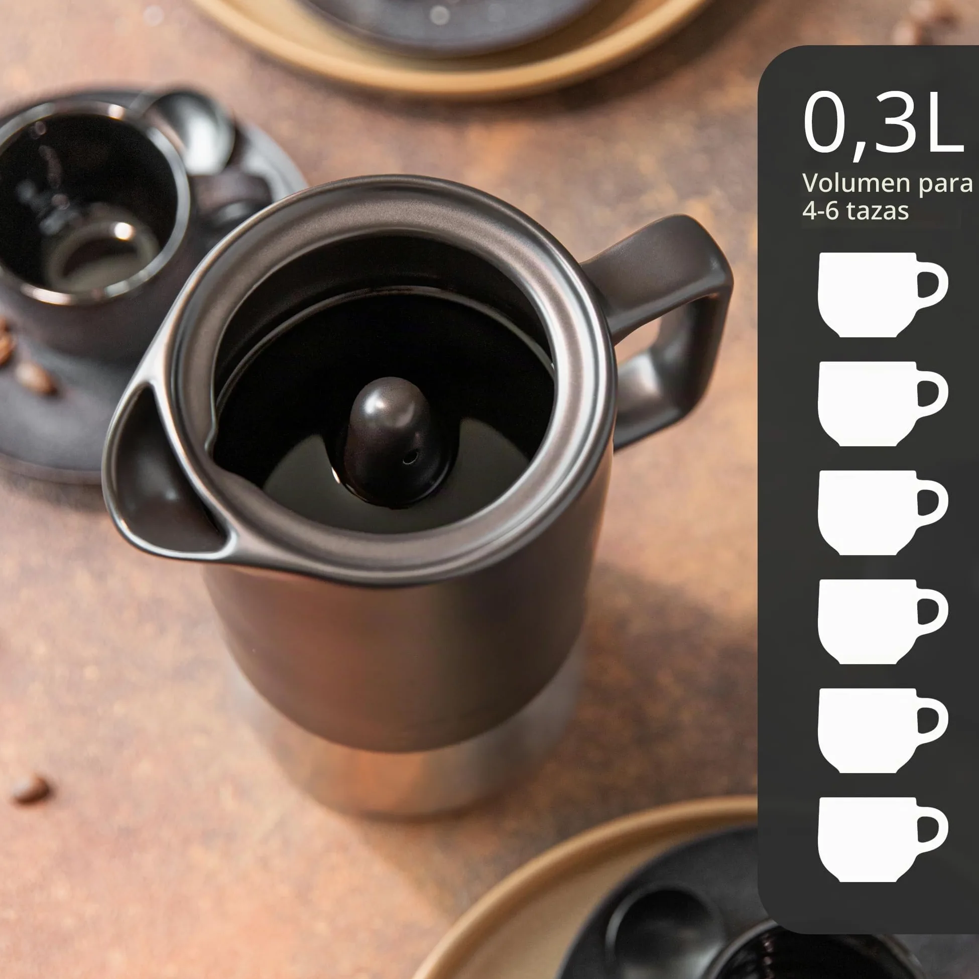 Steinzeit Cafetera espresso de diseño de cerámica (300 ml) – Cafetera de inducción apta para todo tipo de fuegos – Cafetera moka con base de acero inoxidable y jarra de cerámica