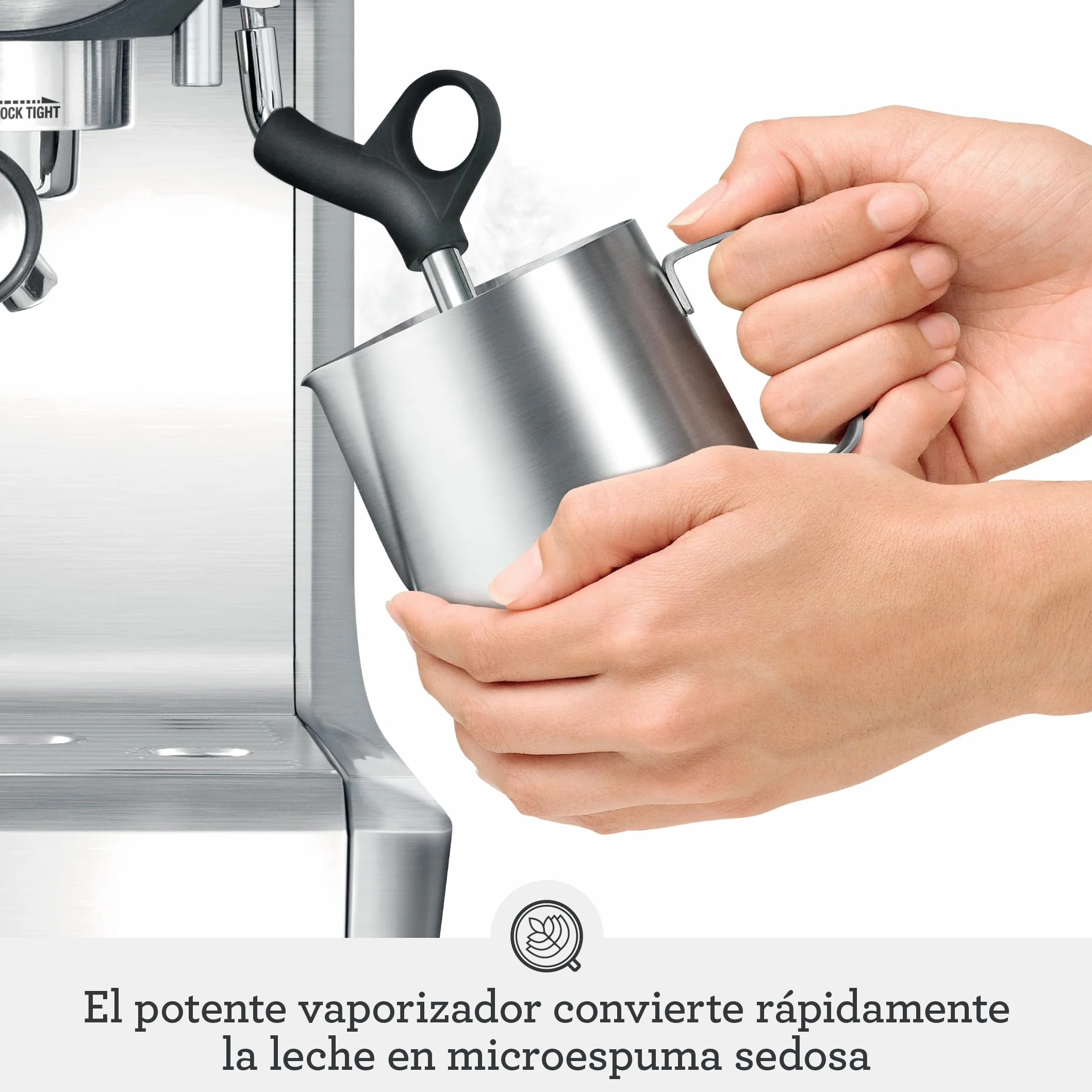 Sage - The Barista Express - Cafetera Profesional con Espumador de Leche Manual y Molinillo Integrado - Microespuma Personalizable - Sésamo Negro, Jarra de Leche