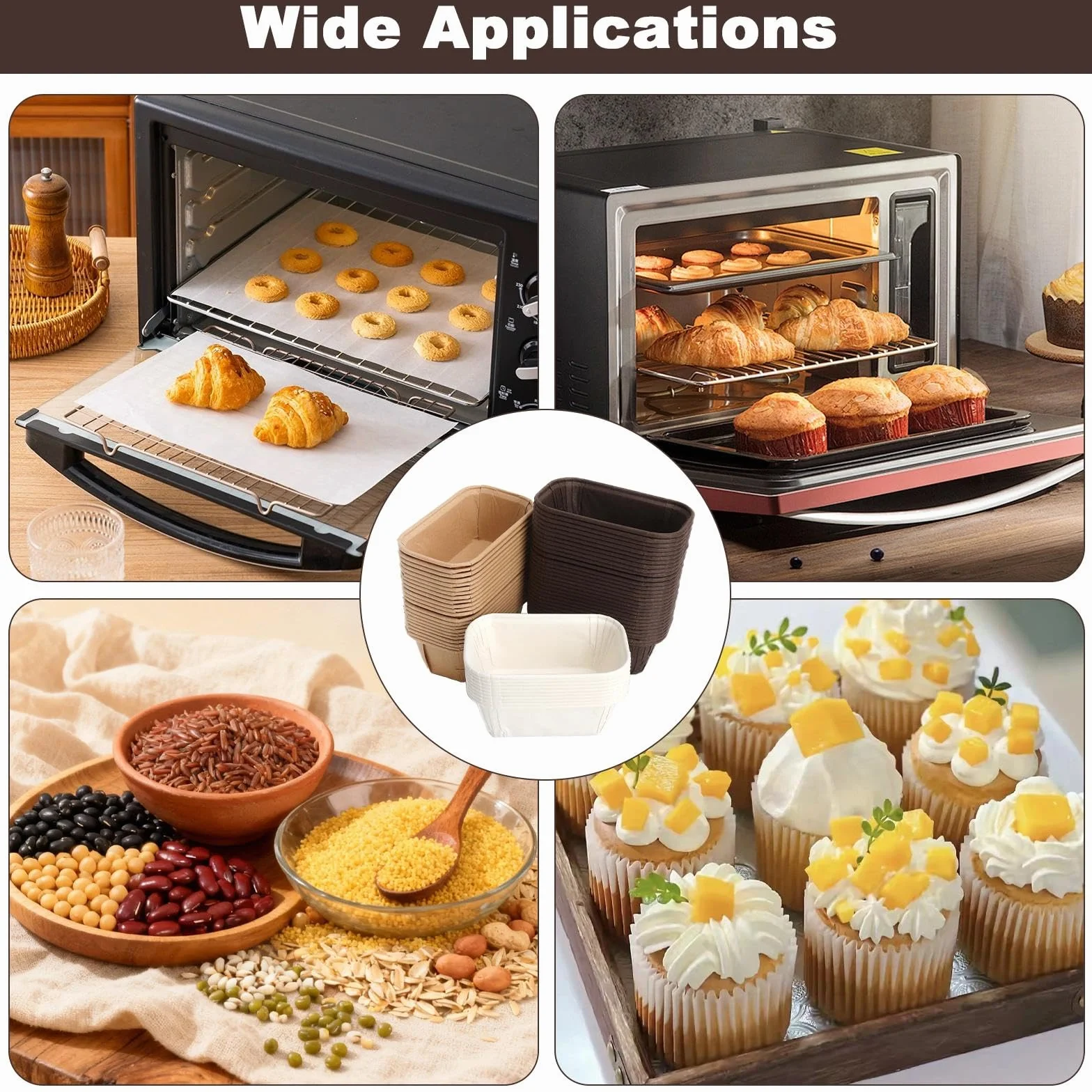 150 Piezas Mini Moldes de Cartón para Pasteles Mini Moldes de Papel Horneables Rectangulares Molde para Pan de Papel Ideal para Pastel Repostería Pan 8 * 4 * 4cm