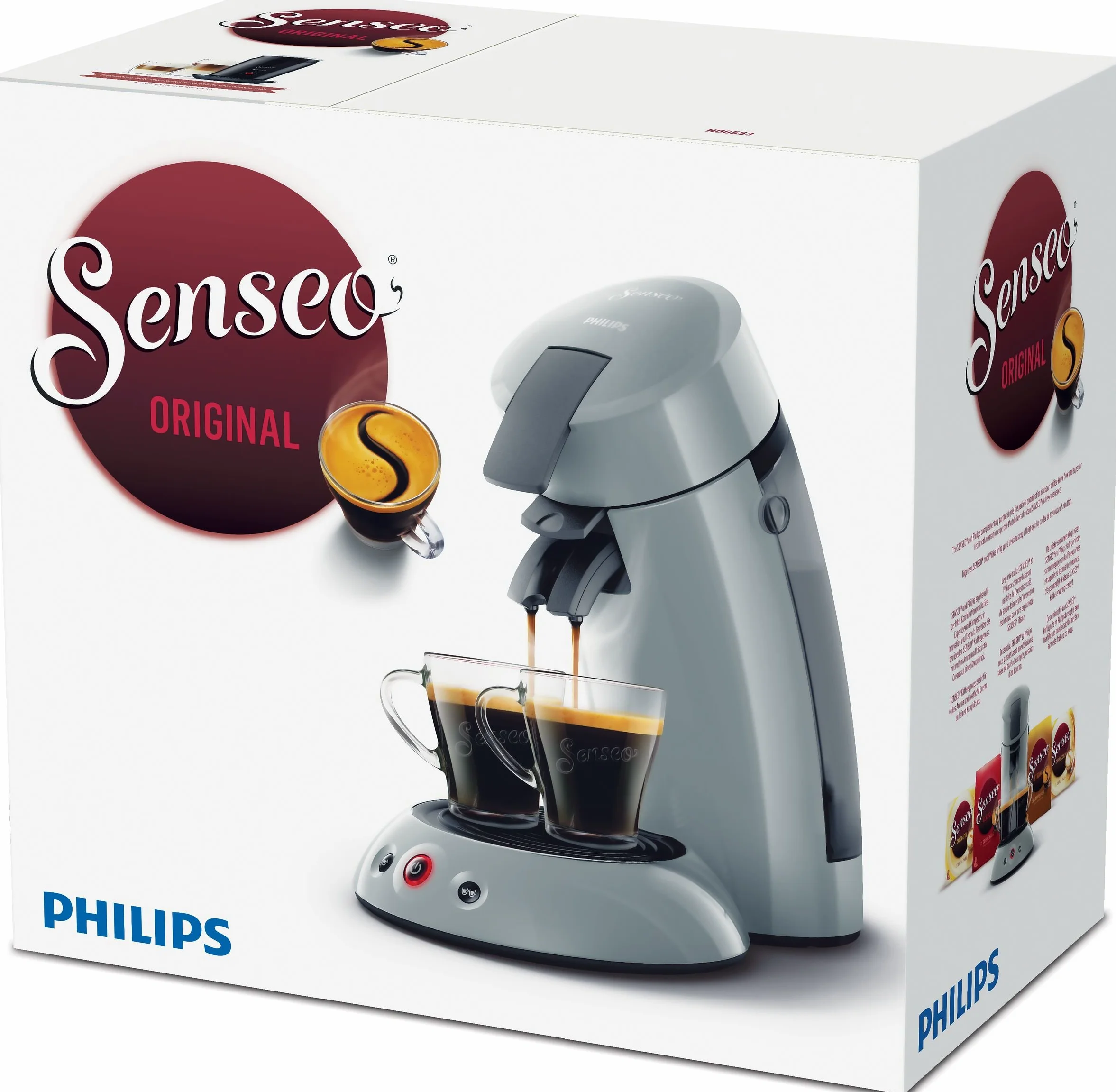 Senseo Original HD6553/70 - Cafetera (Independiente, Máquina de café en cápsulas, 0,7 L, Dosis de café, 1450 W, Gris)