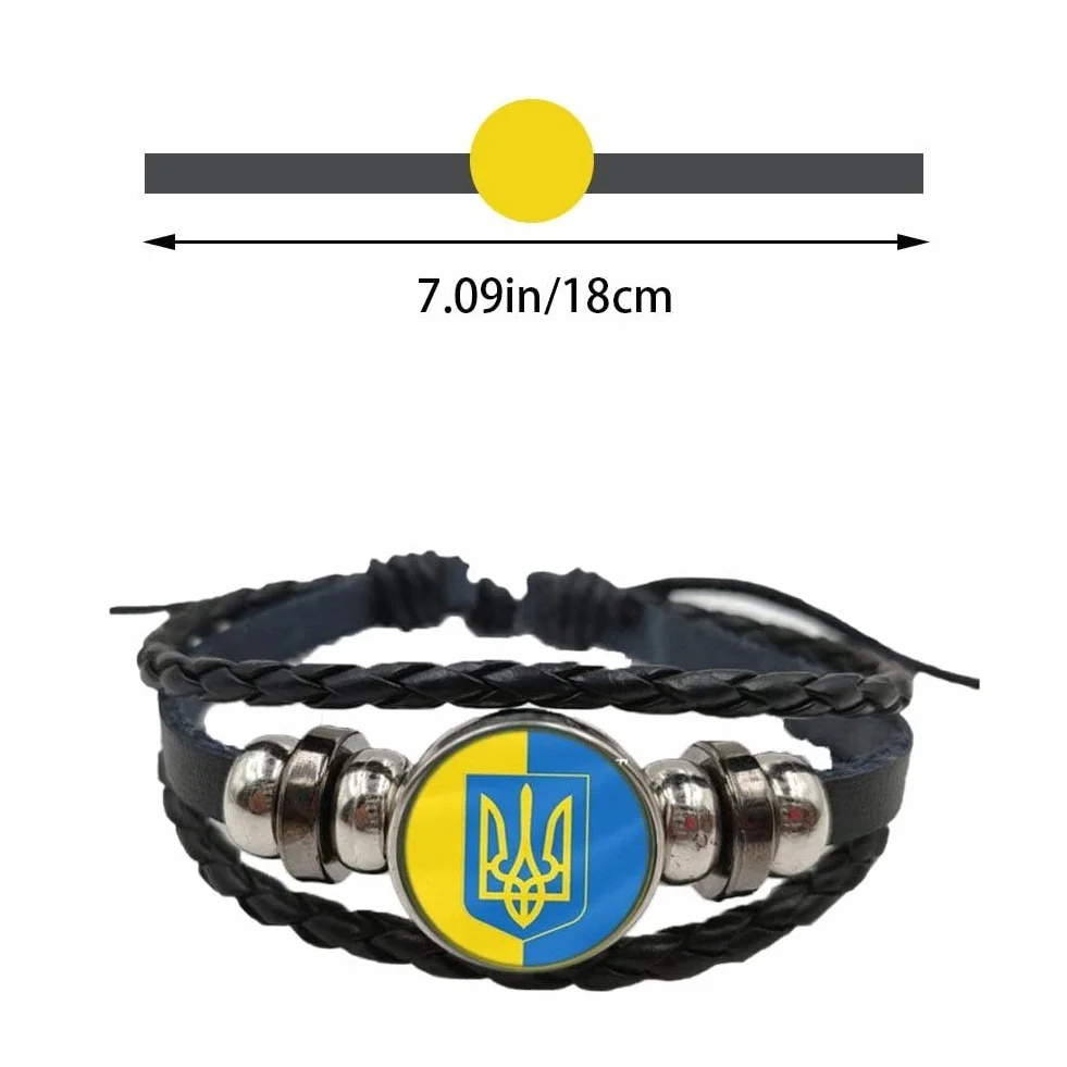 Wudaizhi Flaj Ucrainian Intercambible Tiempo De Piedra Múltiple Símbolo Símbolo Trident Trident Rune Leather Bangle Punk Jewelry, Paquete De 2