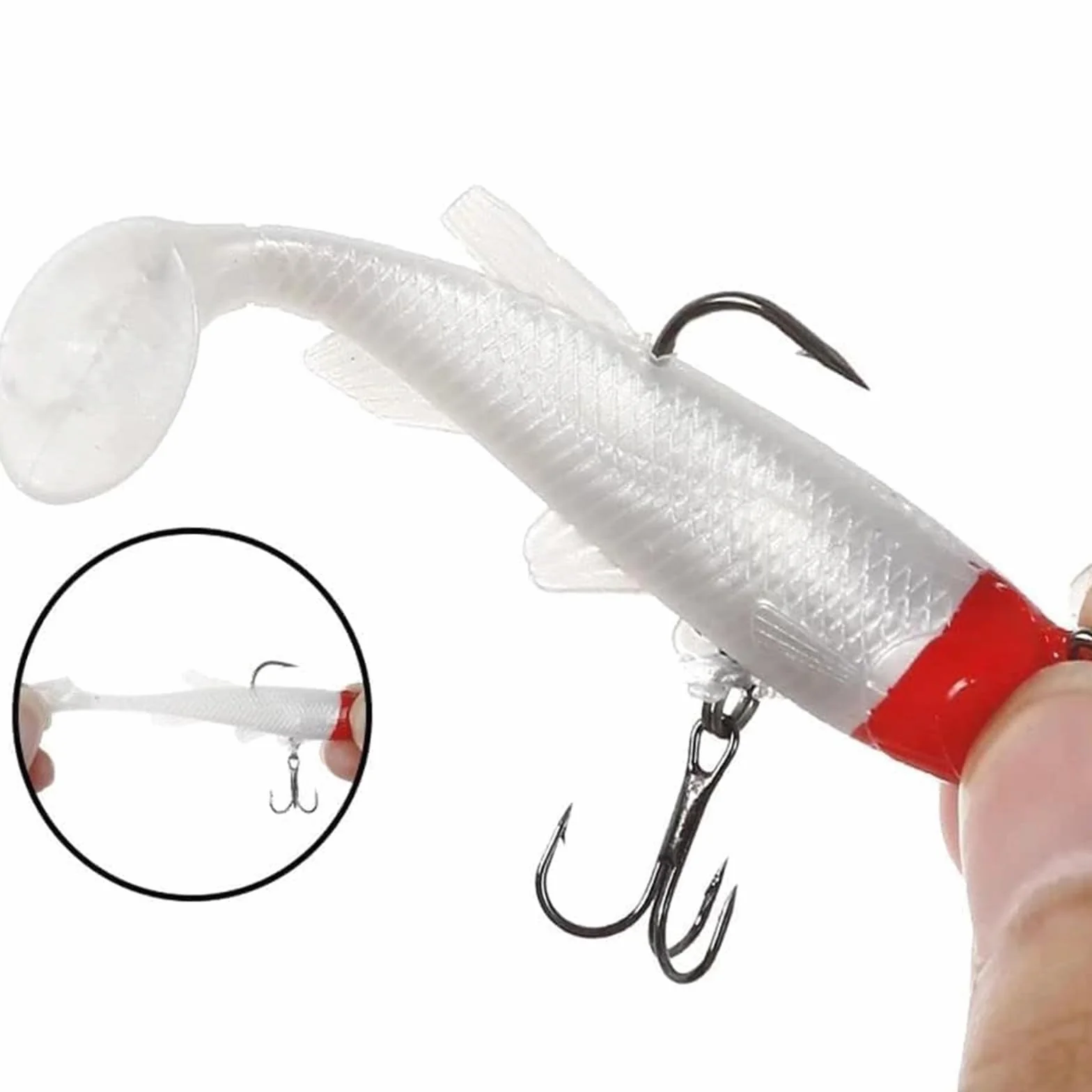 SURALIN Juego de 8 señuelos de pesca premontados con punta de plomo, cebo de pesca de depredador giratorio artificial, cebo artificial giratorio en el mar