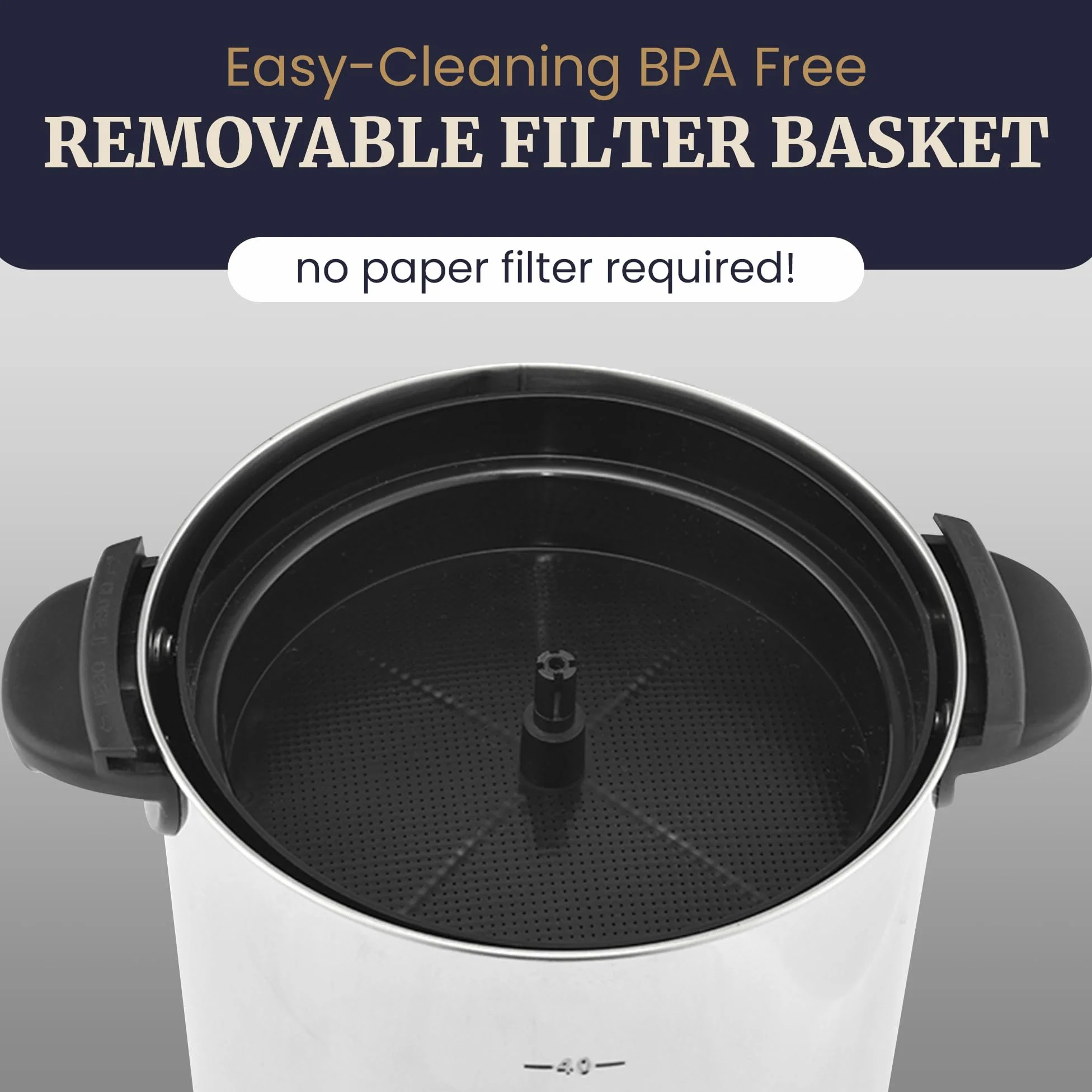 Elite Gourmet CCM040 - Urna de café (acero inoxidable, filtro extraíble para una fácil limpieza, dispensador bidireccional con asas frías al tacto, urna eléctrica para cafetera