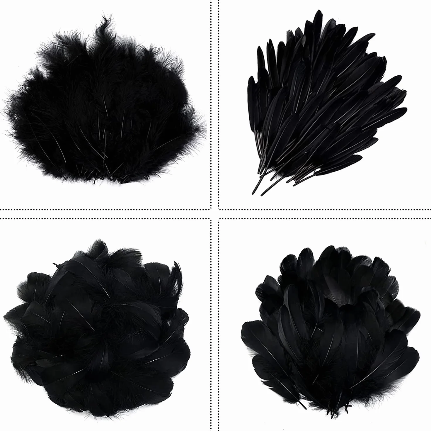 MWOOT 400 Piezas Plumas Decoracion Manualidades, 8-15cm Plumas Negras Blancas para Bricolaje Atrapasueños Pascua de Resurrección Corona de Navidad Carnaval Boda Decoración， Crafts DIY Feather