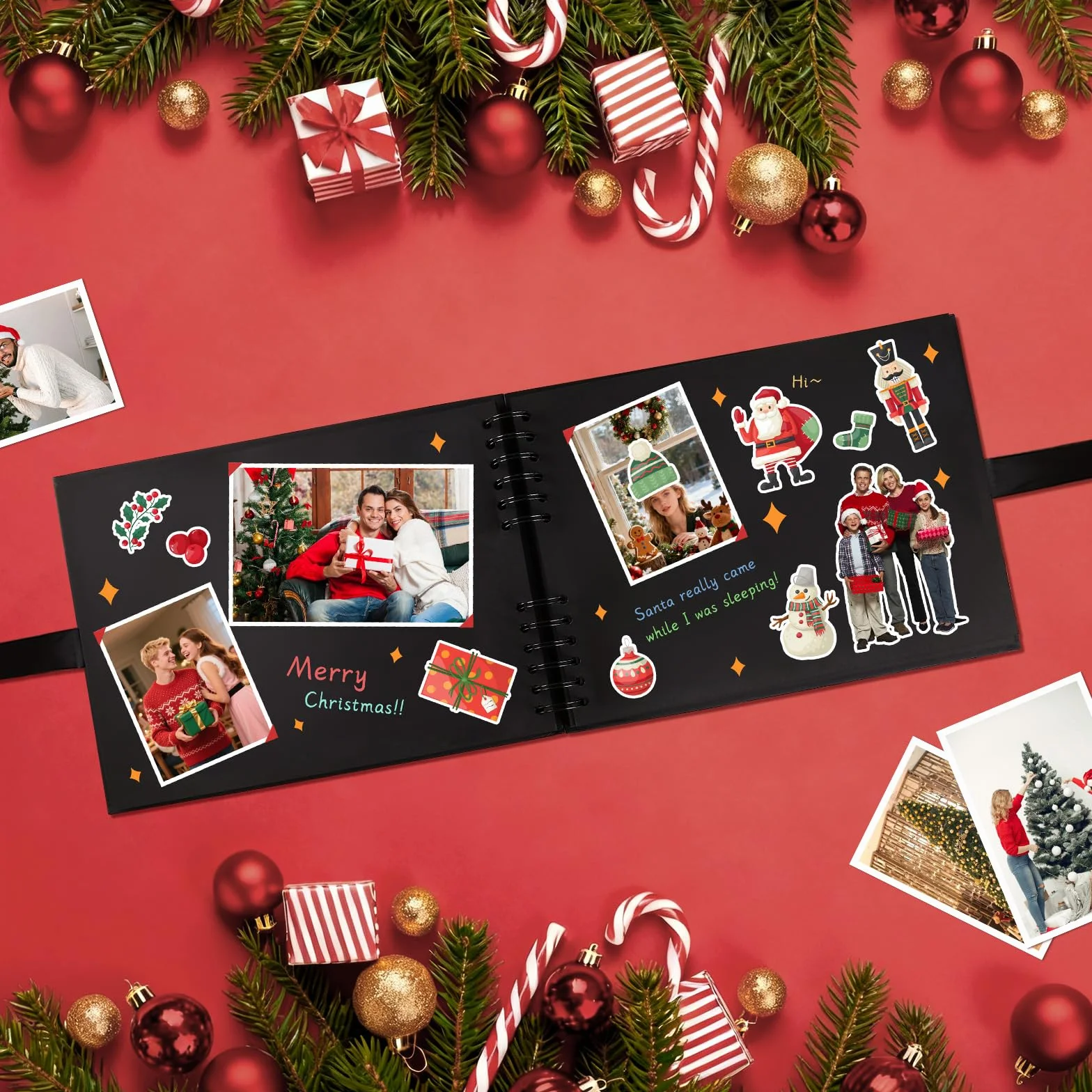 Vienrose Álbum de Fotos Scrapbook 10x15 cm Álbum de Recortes para Pegar y Escribir 80 Negra Páginas Espiral DIY Regalos de Boda Aniversario Bebé Cumpleanos Familiares Navidad, 28,5x21cm, Negro