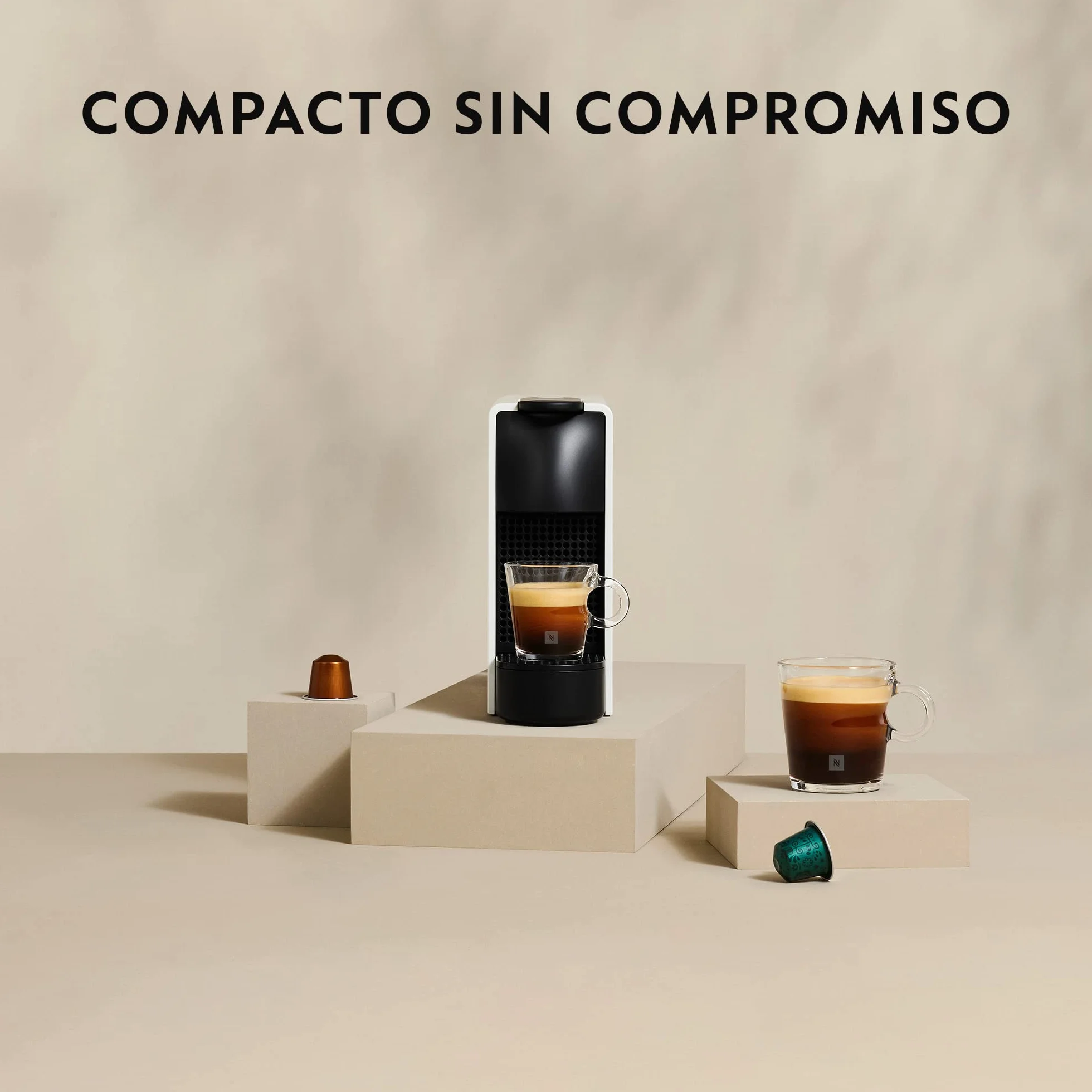 Nespresso Krups Essenza Mini XN1101PR5 - Cafetera Monodosis de Cápsulas Nespresso, Compacta, 19 Bares, Apagado Automático, Color Blanco