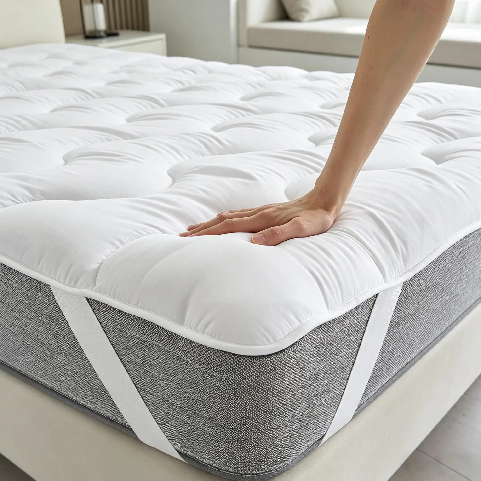 Mattress Topper 150x200 cm – Sobrecolchón de Microfibra Suave, Mejora el Confort y Alarga la Vida del Colchón, para Camas, Sofás Cama, Colchones Hinchables y Protección de Colchón, Altura 3 cm