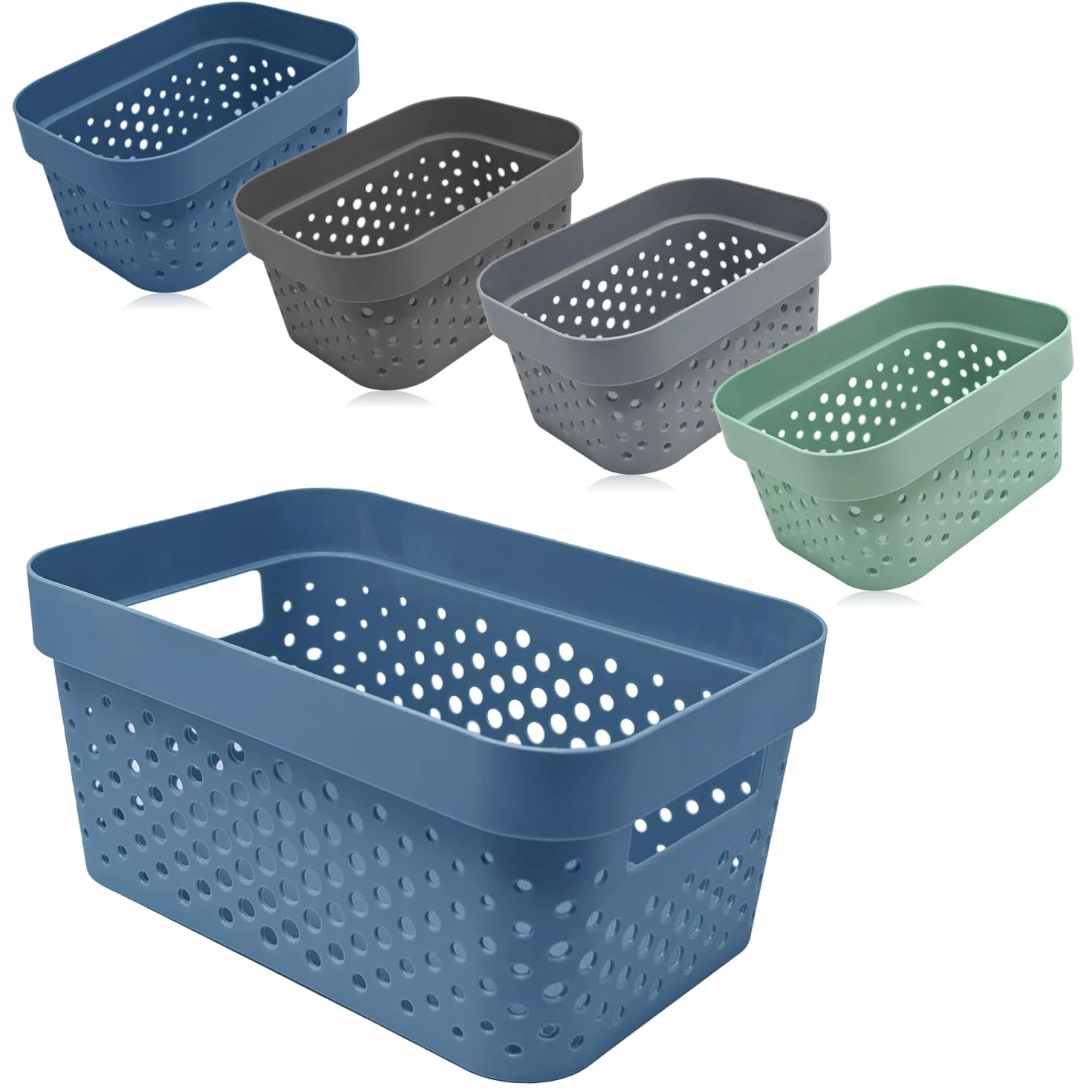 com-four® Juego de cestas de Almacenamiento de 5 Piezas - cestas Decorativas - Cajas de plástico para cosméticos, Juguetes y Productos - organizadores [la selección varía] (Mix - 5 Piezas)