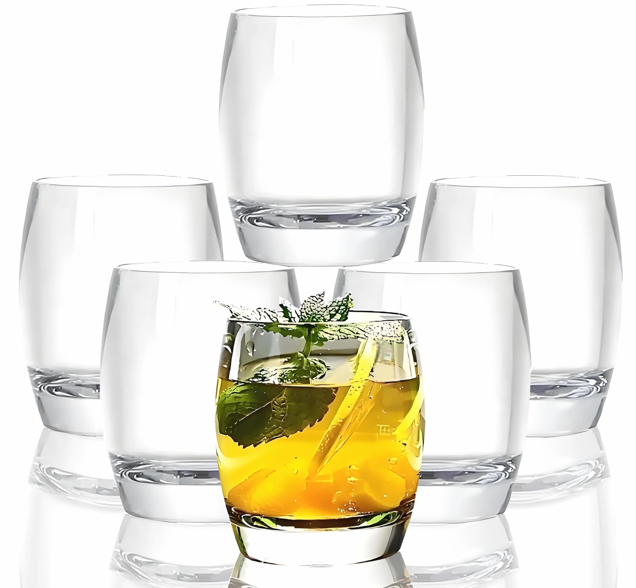 Juego de 6 vasos de plástico de 8 onzas, aptos para lavavajillas, sin BPA, irrompibles, para niños, vasos de agua de vino inastillables, vasos acrílicos (transparente)