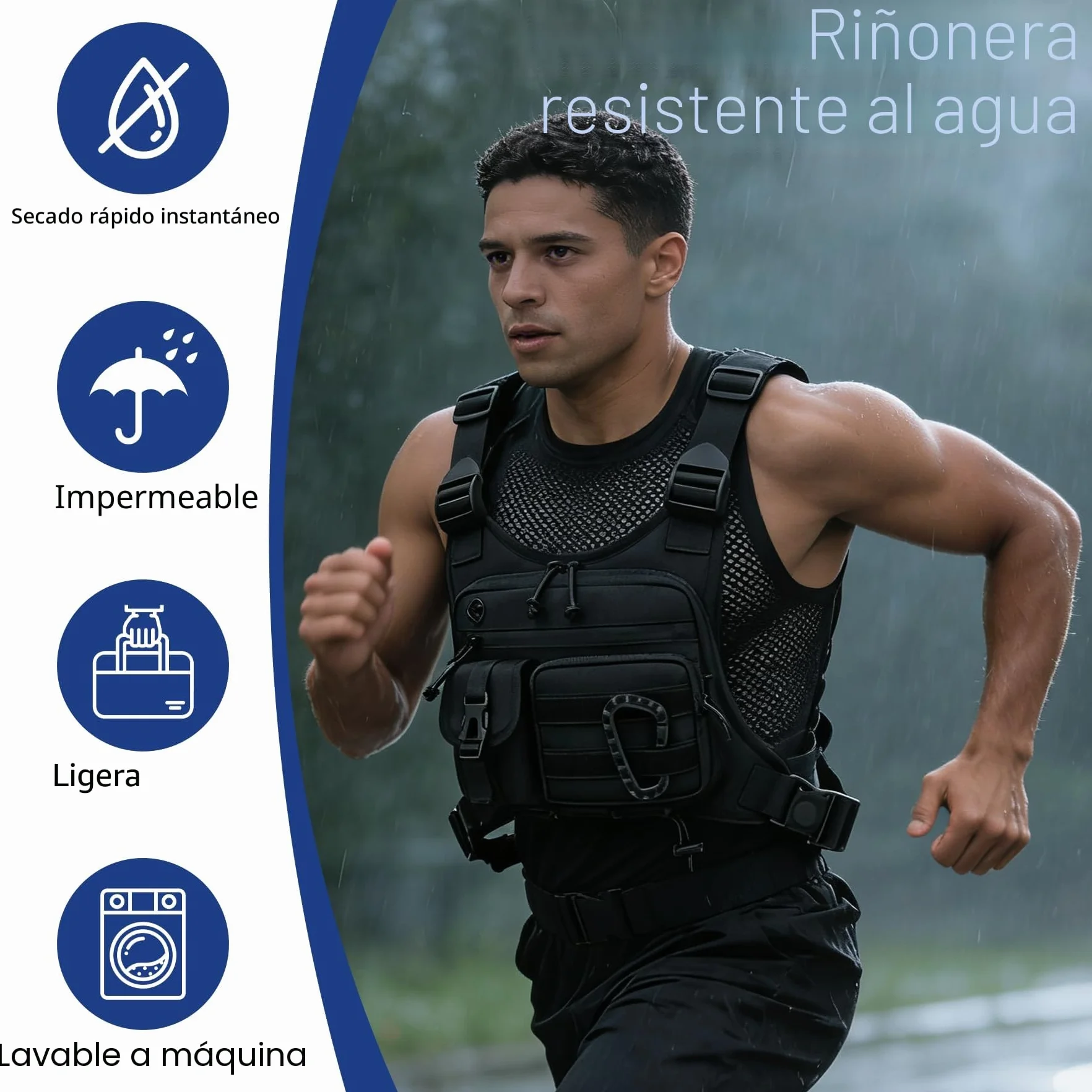 GAESHOW Bolso táctico impermeable ajustable para hombre mujer entrenamiento al aire libre ciclismo senderismo deportes negro