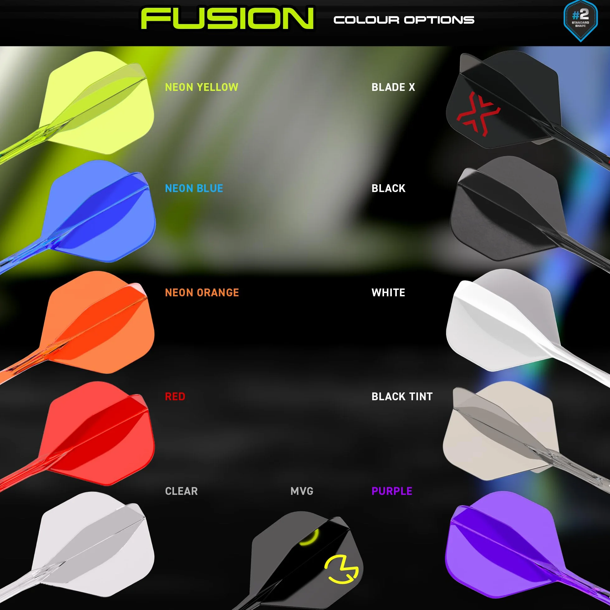 WINMAU Dardos Fusion Sistema Integrado de Vuelo y Eje - No.2 Forma y diseño - Negro, Longitud Intermedia