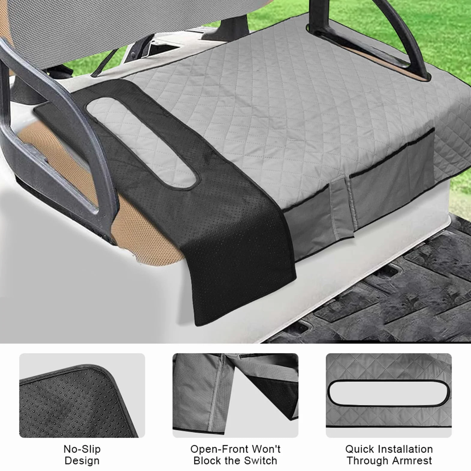 NICENEEDED Funda para Asiento de Carrito de Golf 50.59" x 31.69" con 4 Bolsillos Antideslizante Lavable Transpirable
