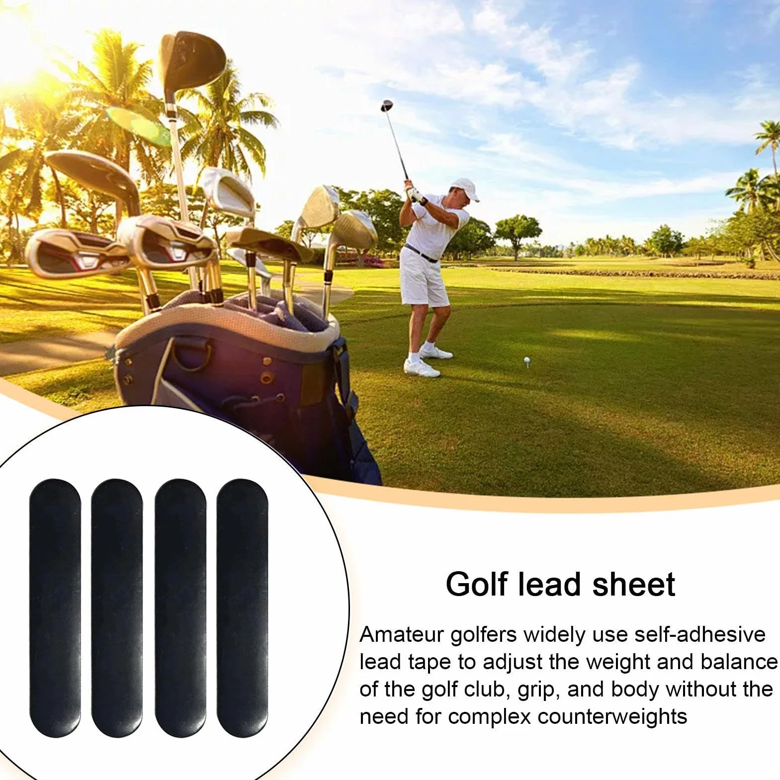 Cinta de plomo para raquetas de tenis, cinta de plomo para golf, cinta de plomo | ayudas de entrenamiento de golf, cintas de plomo pesadas, autoadhesivas, cinta de plomo autoadhesiva para añadir peso