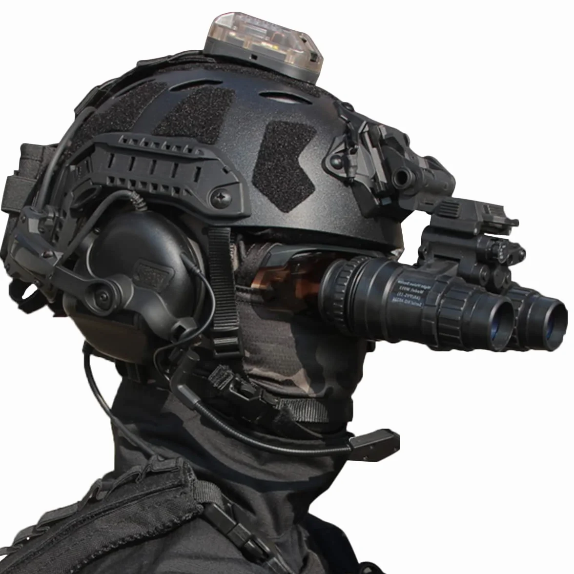 WLXW Casco Táctico y Auricular Táctico, con PVS-14 Gafas de Visión Nocturna NVG Mount, Modelo Telescopio, Auricular Táctico, Gafas, Linterna, para Paintball Gear,Tan5