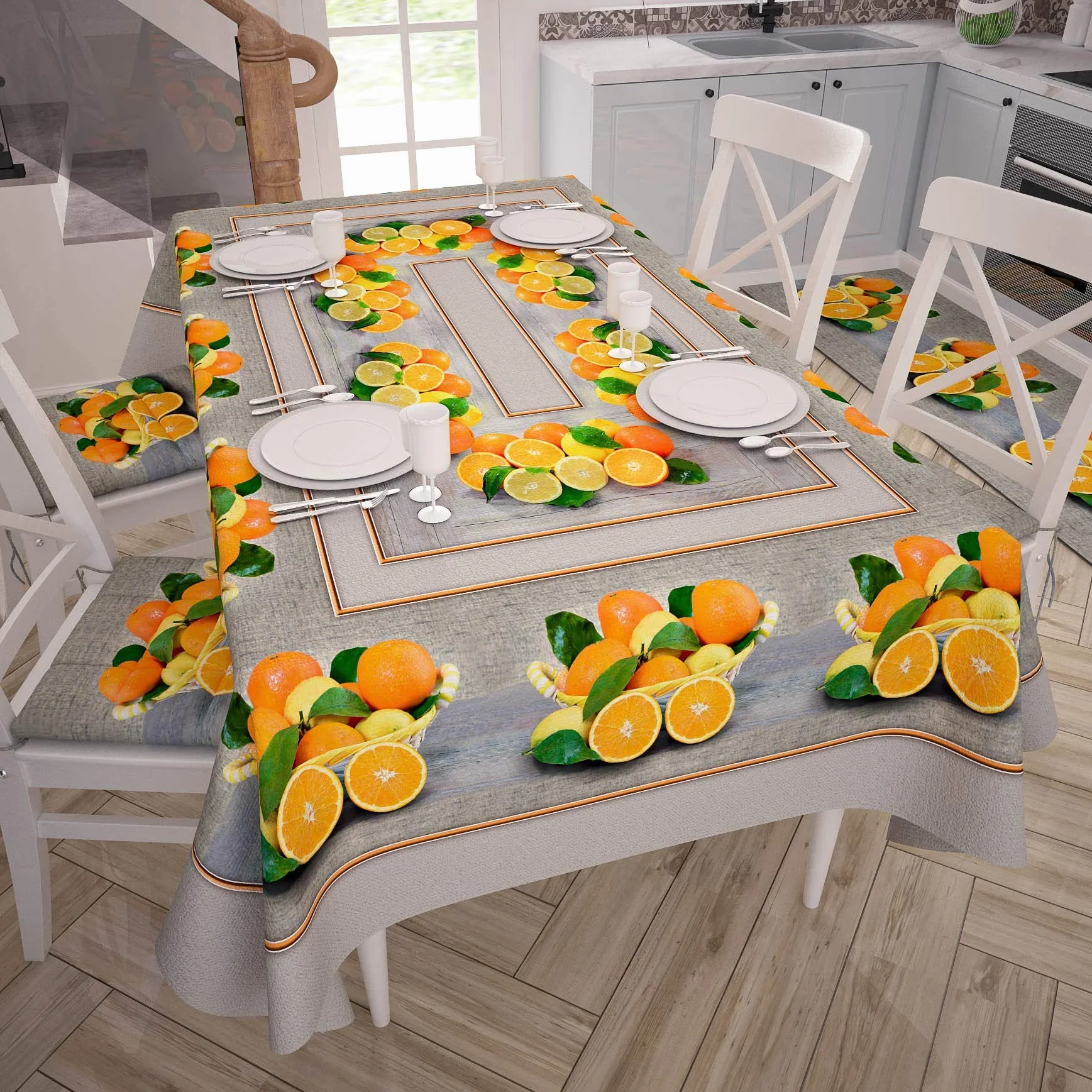 PETTI ARTIGIANI ITALIANI - Mantel Antimanchas, Manteles Impermeables, Mantelerias Modernas, Manteles Rectangular, Mantel para Mesa, 100% Made in Italy, Naranjas