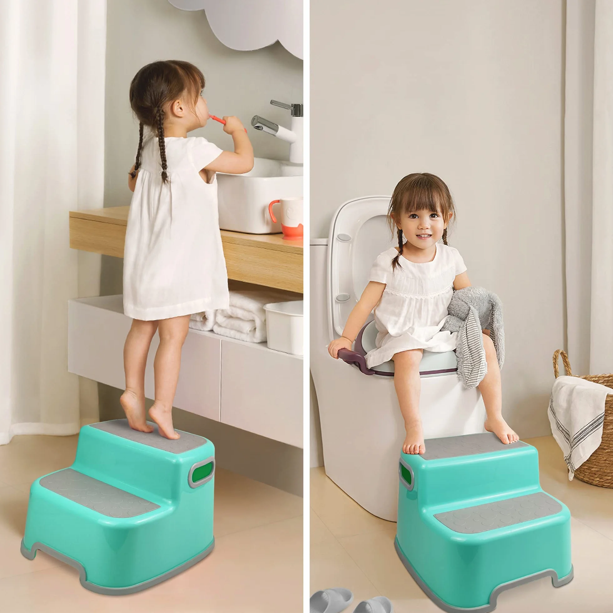 taburete para niños, Antideslizante (Verde)