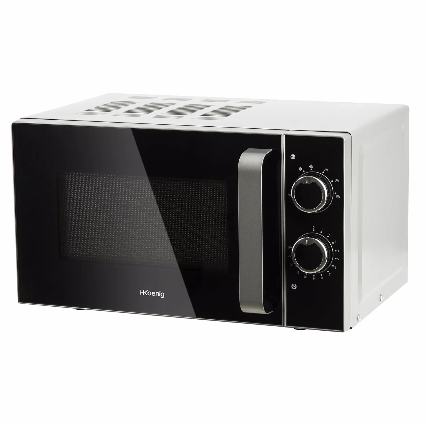 H.Koenig Microondas compacto de diseño 20L VIO4, Potente 700W, Plato giratorio 24,5cm, Multifunción 5 niveles de calor y función descongelar, Temporizador hasta 30 min, Rápido, Encimera