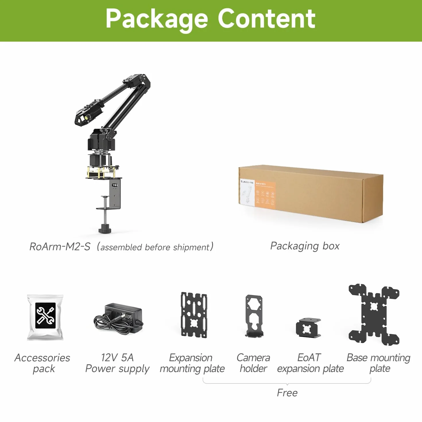 Waveshare Desktop Robotic Arm Kit-Lightweight Strong Load 4-DOF Support Expansion & 2nd Development ESP-Now Wireless Control Support Multi Upper Computers & ROS2, Open Source & Rich Learning Material