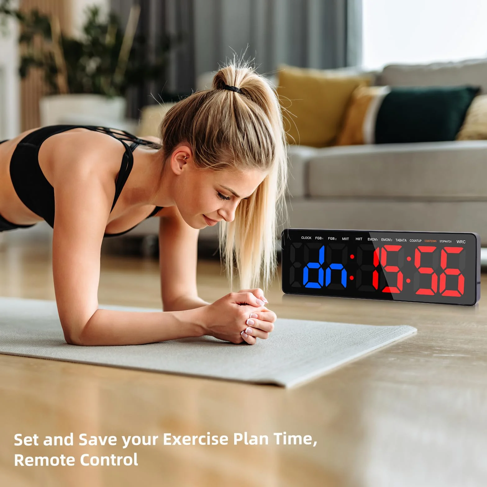 Temporizador de Gimnasio LED 16.5'' Grande Reloj de Pared Digital Cronómetro con Control Remoto
