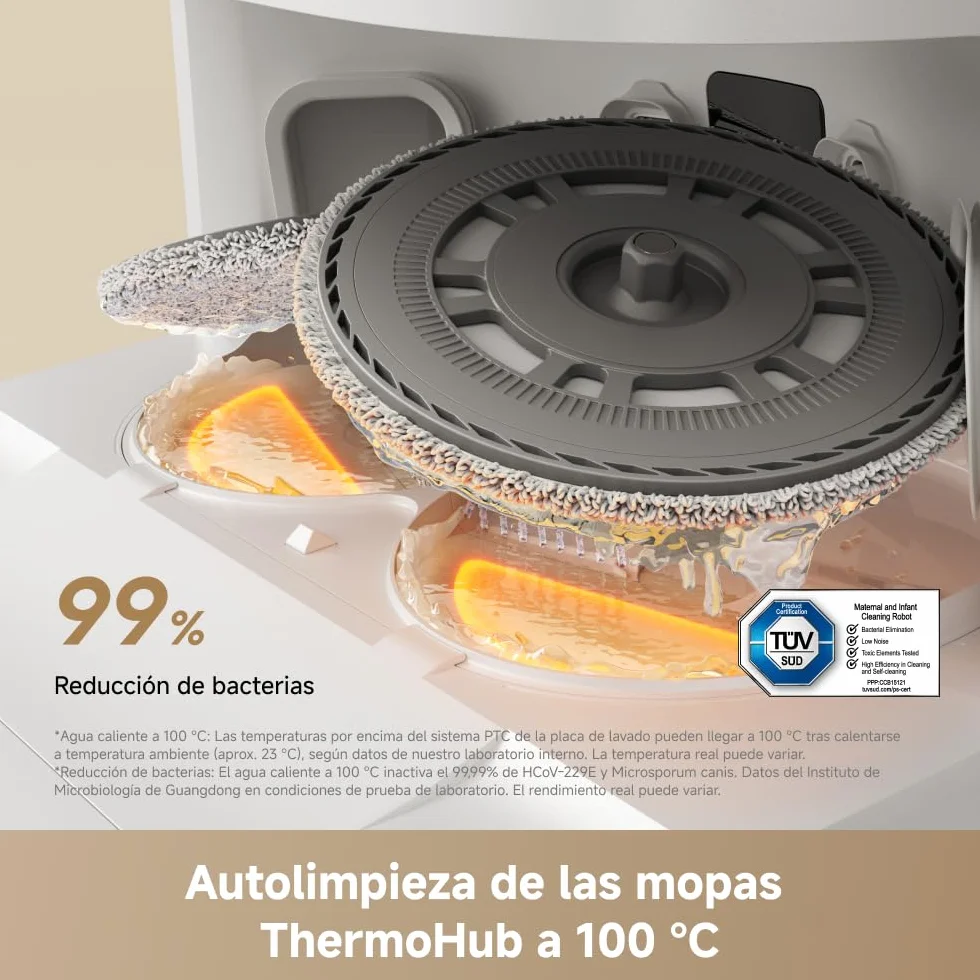 DREAME L50 Ultra Ae Robot Aspirador y Fregasuelos, 100 Días de Vaciado Automático, Mopas con Autolimpieza a Alta Temperatura, 28.000 Pa de Succión, Limpia a Fondo Esquinas y Bordes.