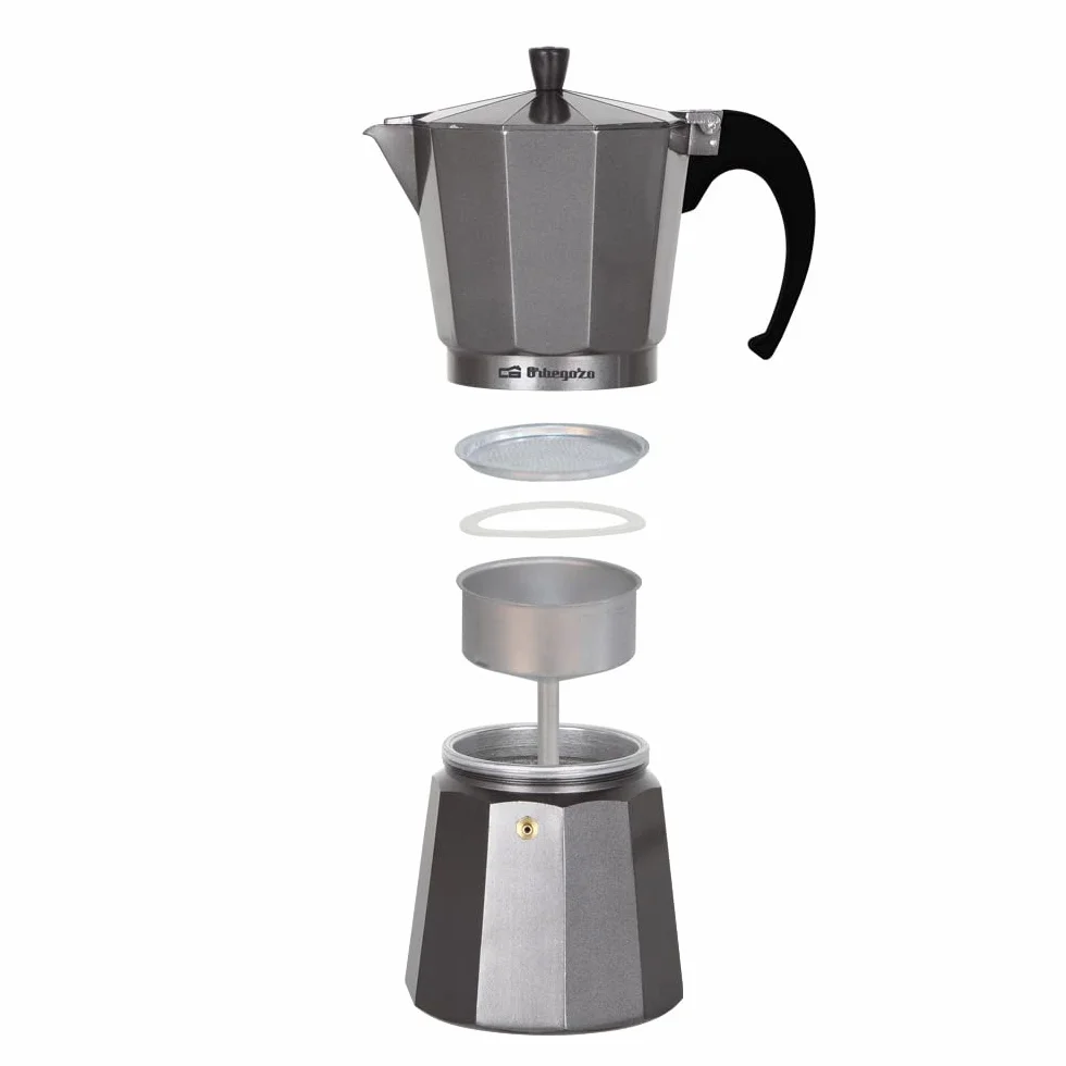 Orbegozo KFS 620, Cafetera italiana, 6 tazas de capacidad, mango ergonómico, apta para cocinas de gas, eléctricas y de vitrocerámica, aluminio, válvula seguridad