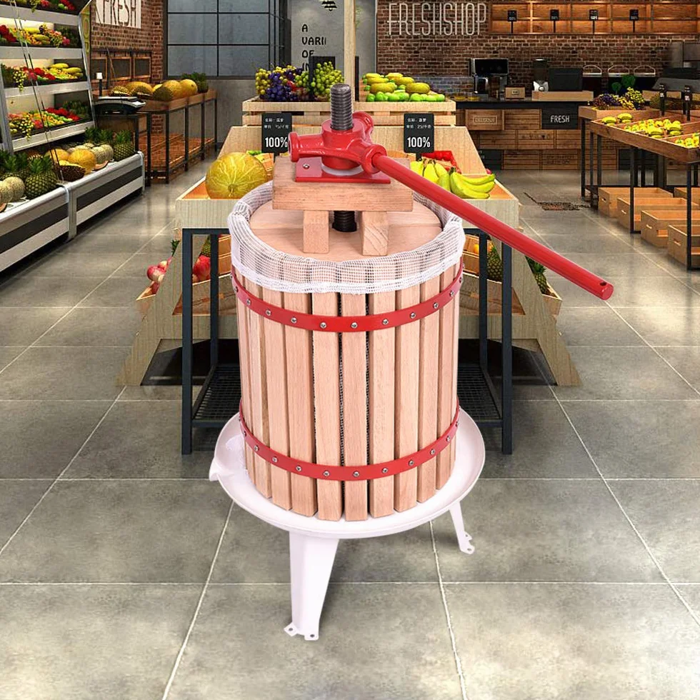 LZQ Prensa de frutas prensa de 18 litros de zumo y exprimidor de bayas, prensa mecánica para vino de manzana con paño prensado