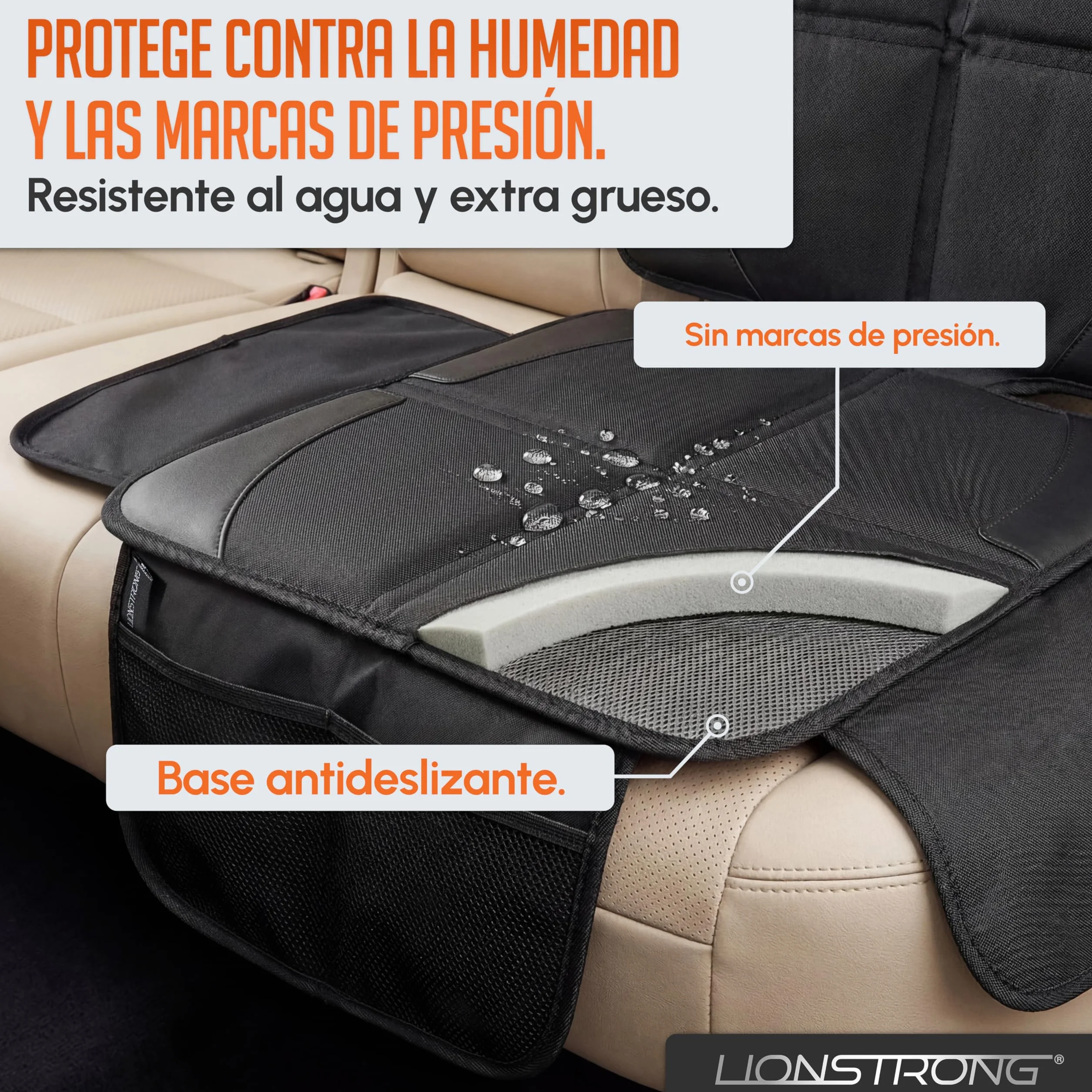 LIONSTRONG - Protector seguro para asiento infantil - Protege tu coche - Fundas para sillas de coche - ISOFIX (negro)
