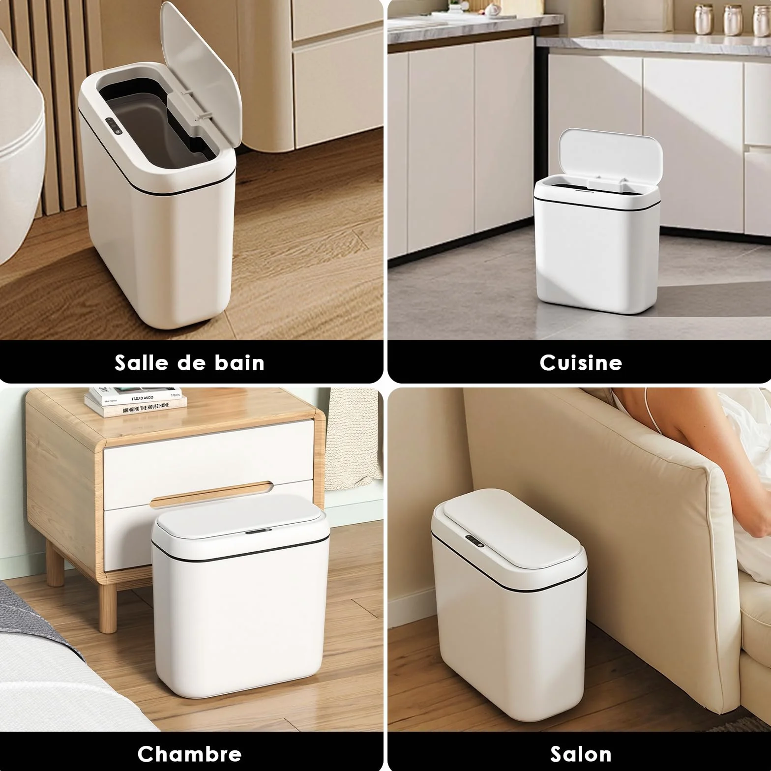 Cubo de Basura Inteligente Silencioso Cubo Basura Automatico Carga USB Cubos Basuras con Sensor Papelera Inteligente Papelera Baño con Sensor para Cocinas, Oficinas, Salones y Baños