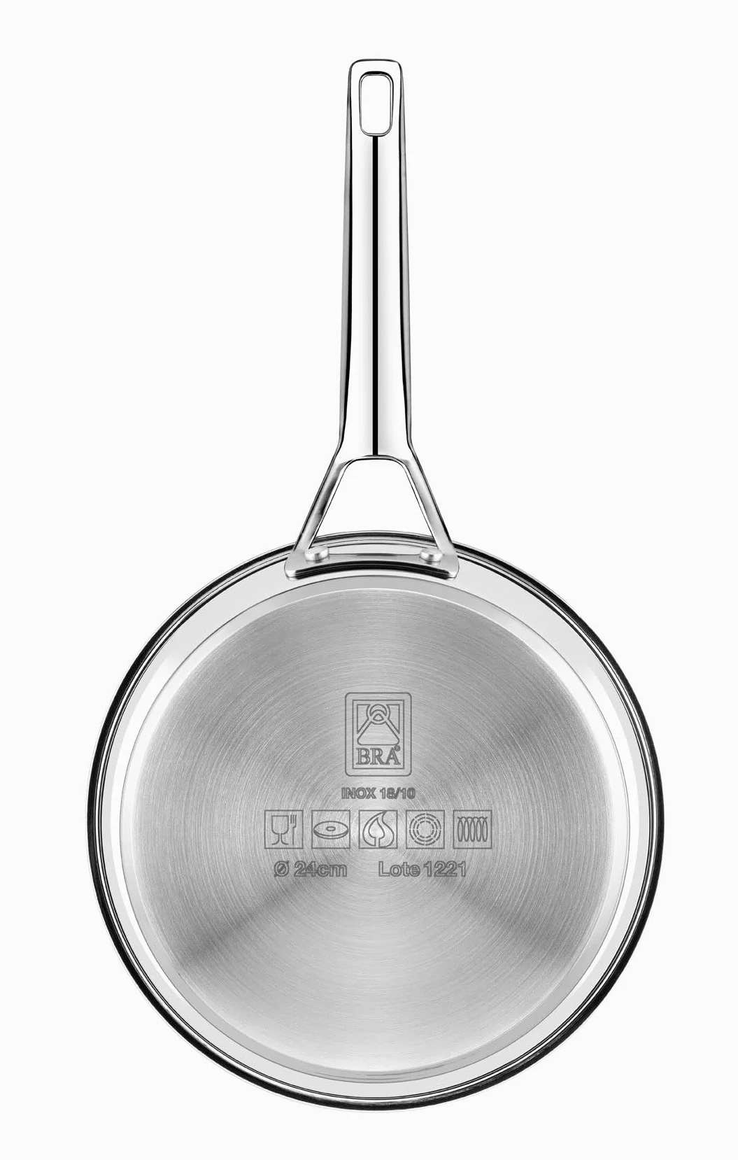 BRA Sarten Acero Inoxidable Signature 26 Cm Induccion | Sartén grande de acero inoxidable para cocinas de inducción y otras fuentes de calor con base de difusor triple de 5,3 mm.