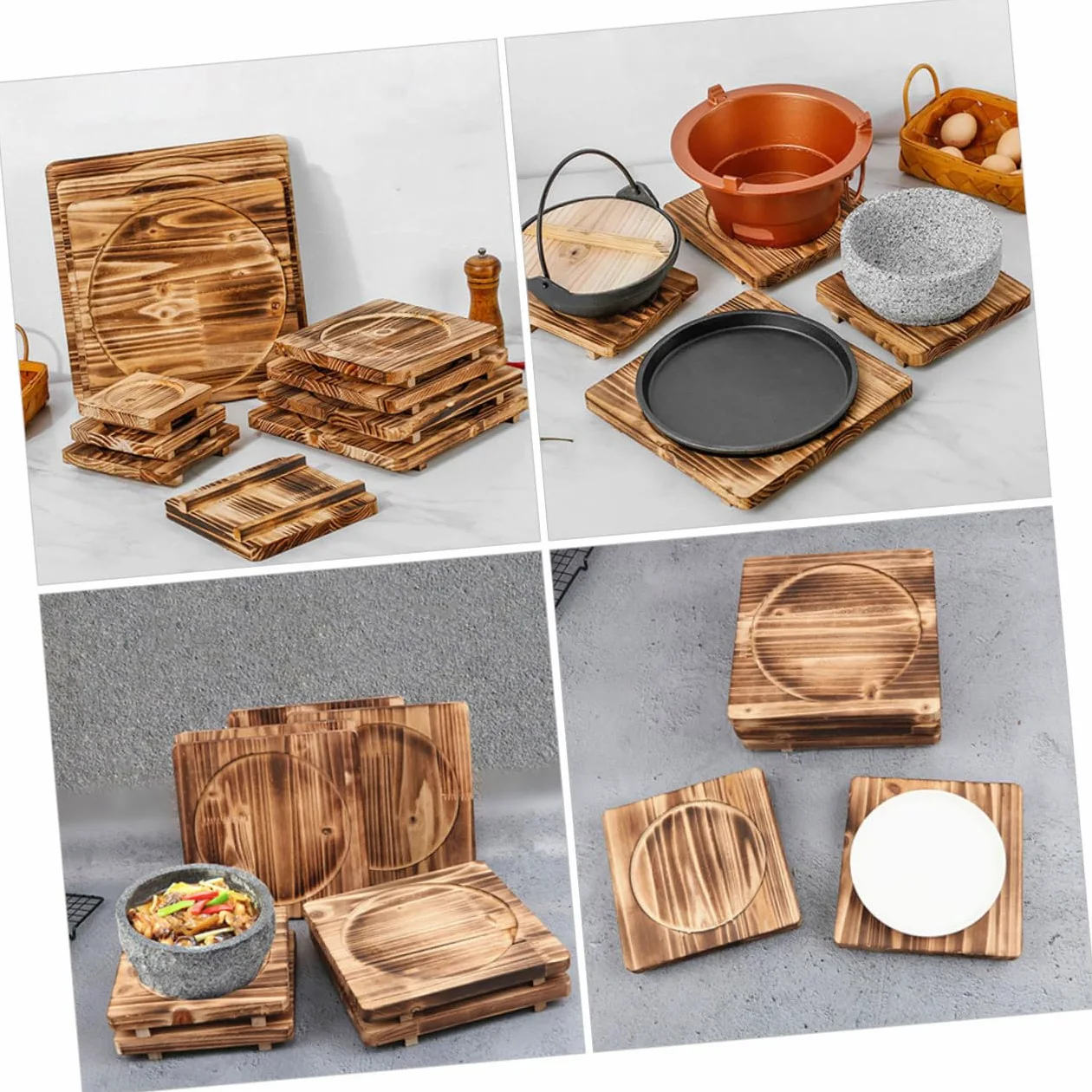 NUOBESTY Almohadilla Aislante de Madera Maciza para Cacerolas Base de Madera Resistente al Calor Accesorio de Cocina para Proteger Superficies Cocción
