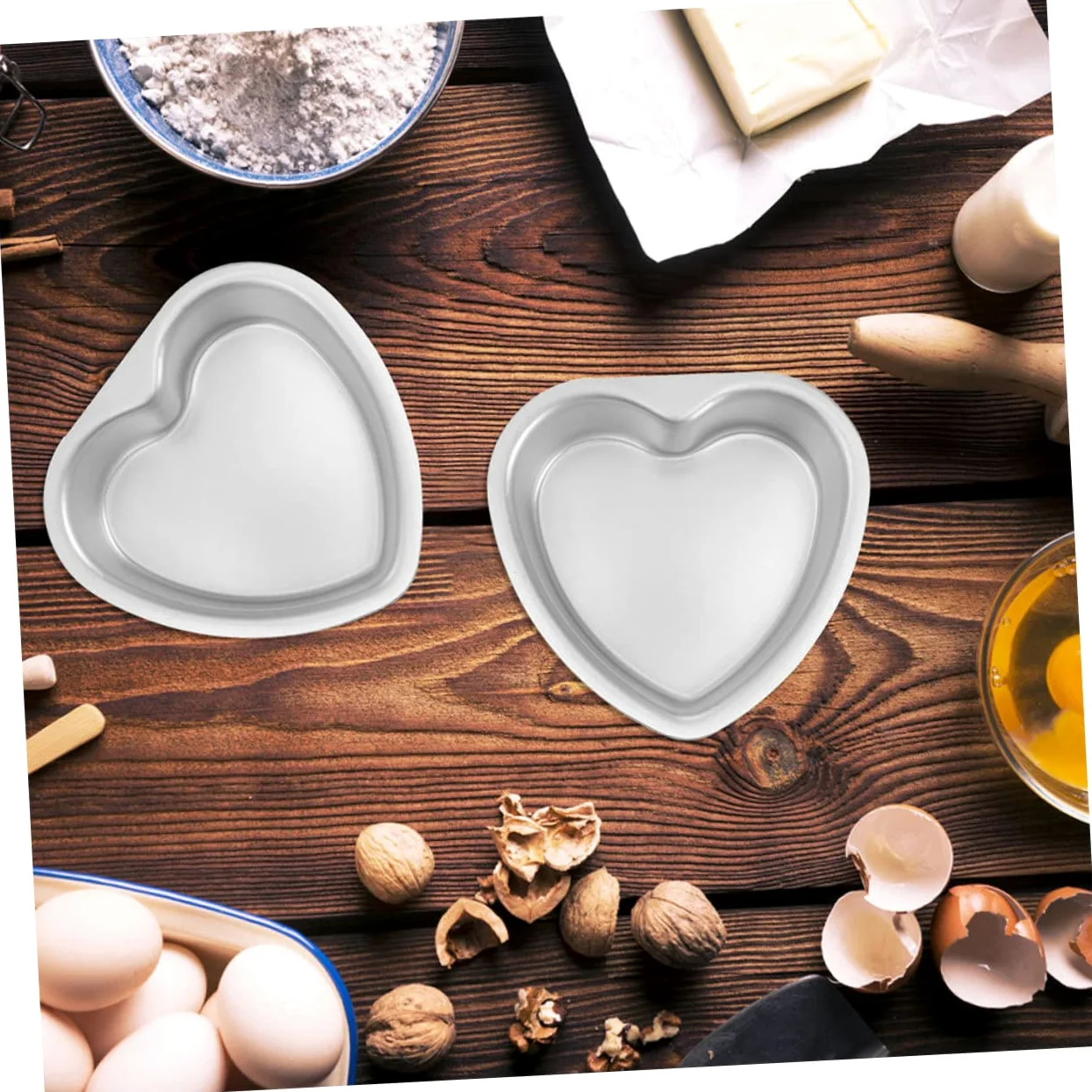 Veemoon Molde 2 Piezas de Aleación de Aluminio para Pastel de Corazón Superficie Lisa sin Rebabas para Repostería y Manualidades