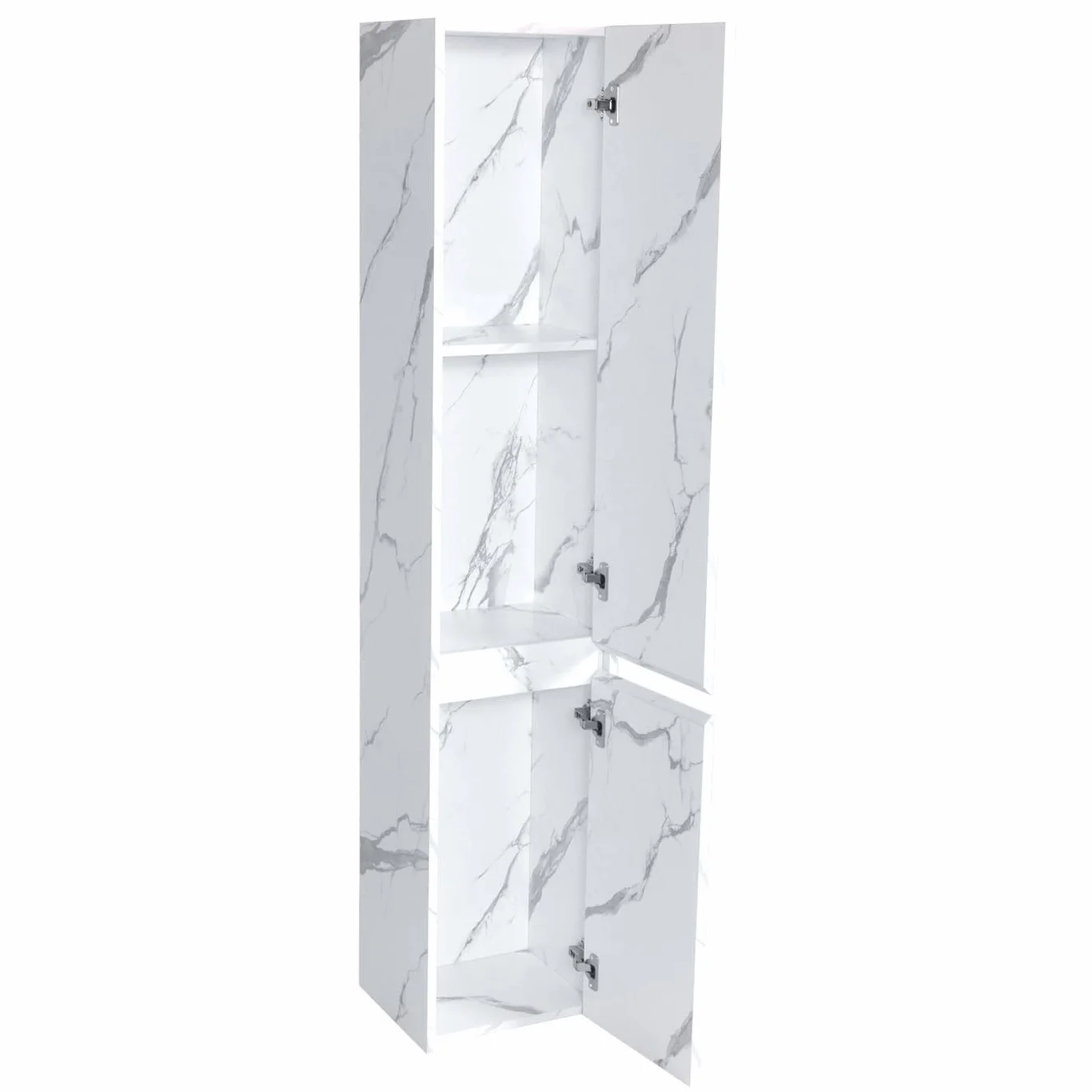 HWC-L86AM - Armario de baño (melamina, 2 puertas, 3 compartimentos, 160 x 33 cm), color blanco