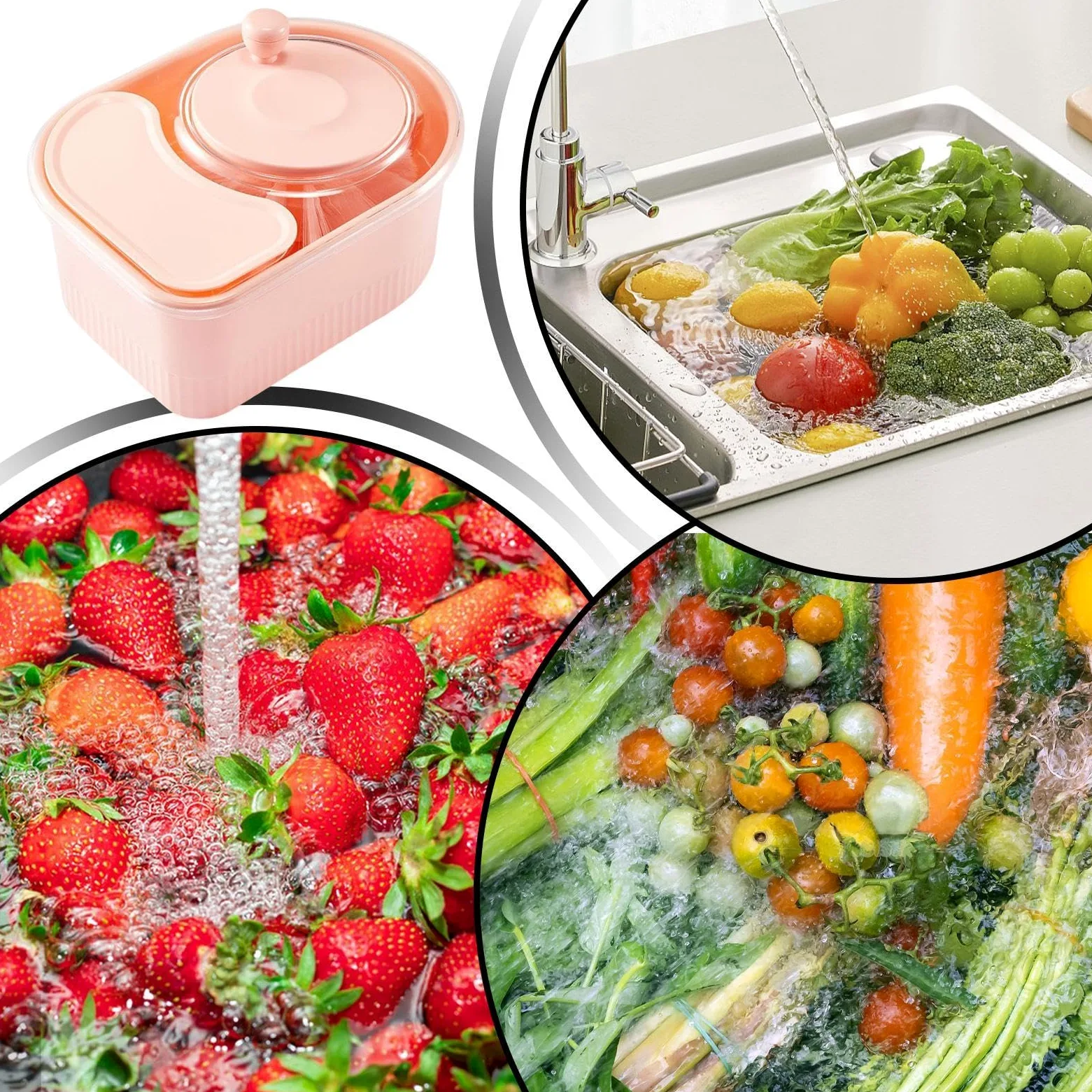 Centrifugadora Limpiadora De Verduras Y Frutas Para Cocina Tapa Segura Con | Cepillo Manual De Frutas Y Verduras Para Tomate Patata Pimiento Pepino Zanahoria Lechuga Uvas Cerezas