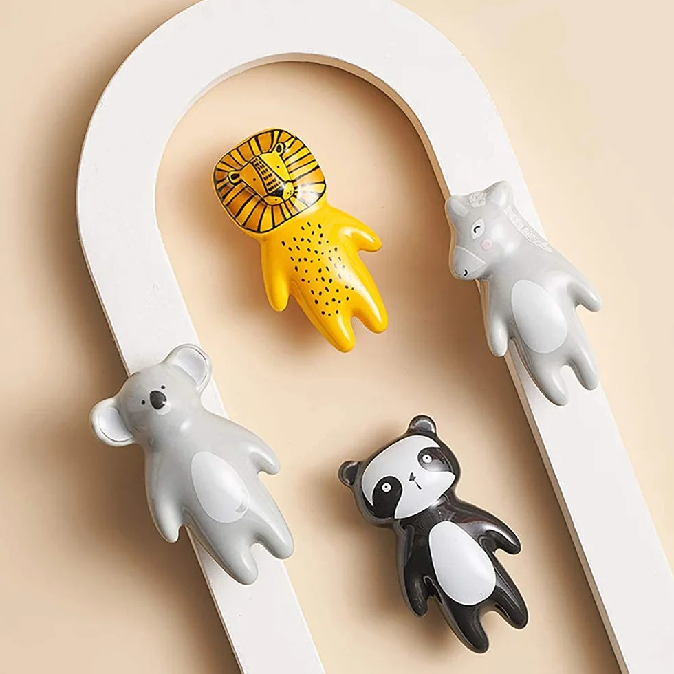 Uulu - Pomos de Cerámica Con Diseño de Animales para Habitación Infantil, Armario y Cajones - Incluye Tornillos