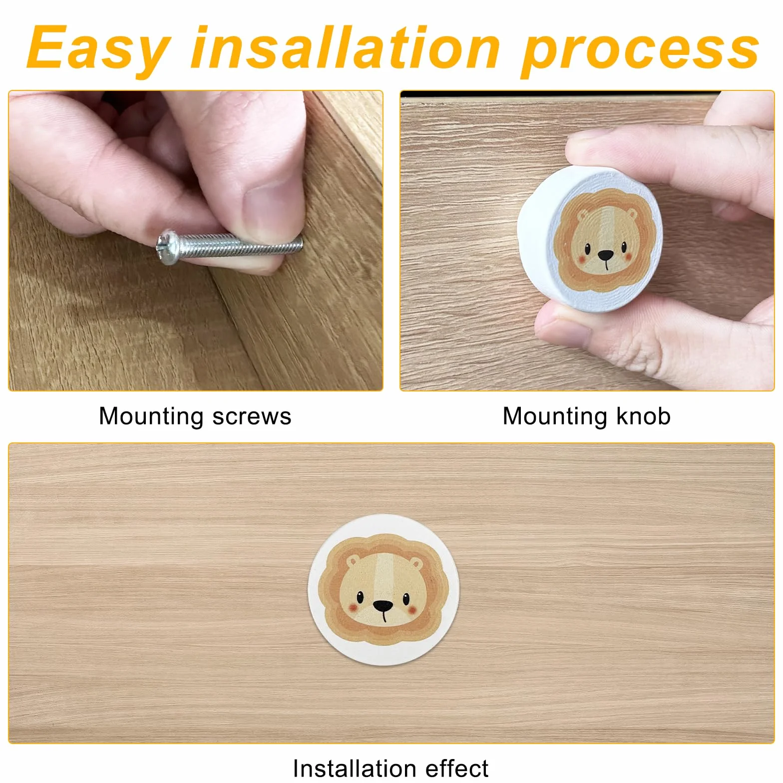 Maxentico Tiradores Cajones(6Pcs), Pomos Infantiles para Muebles Cabinet Knobs, Puxadores para Moveis Crianca Comoda Bebe para Habitación Infantil, Armarios Tirador Madera Habitación