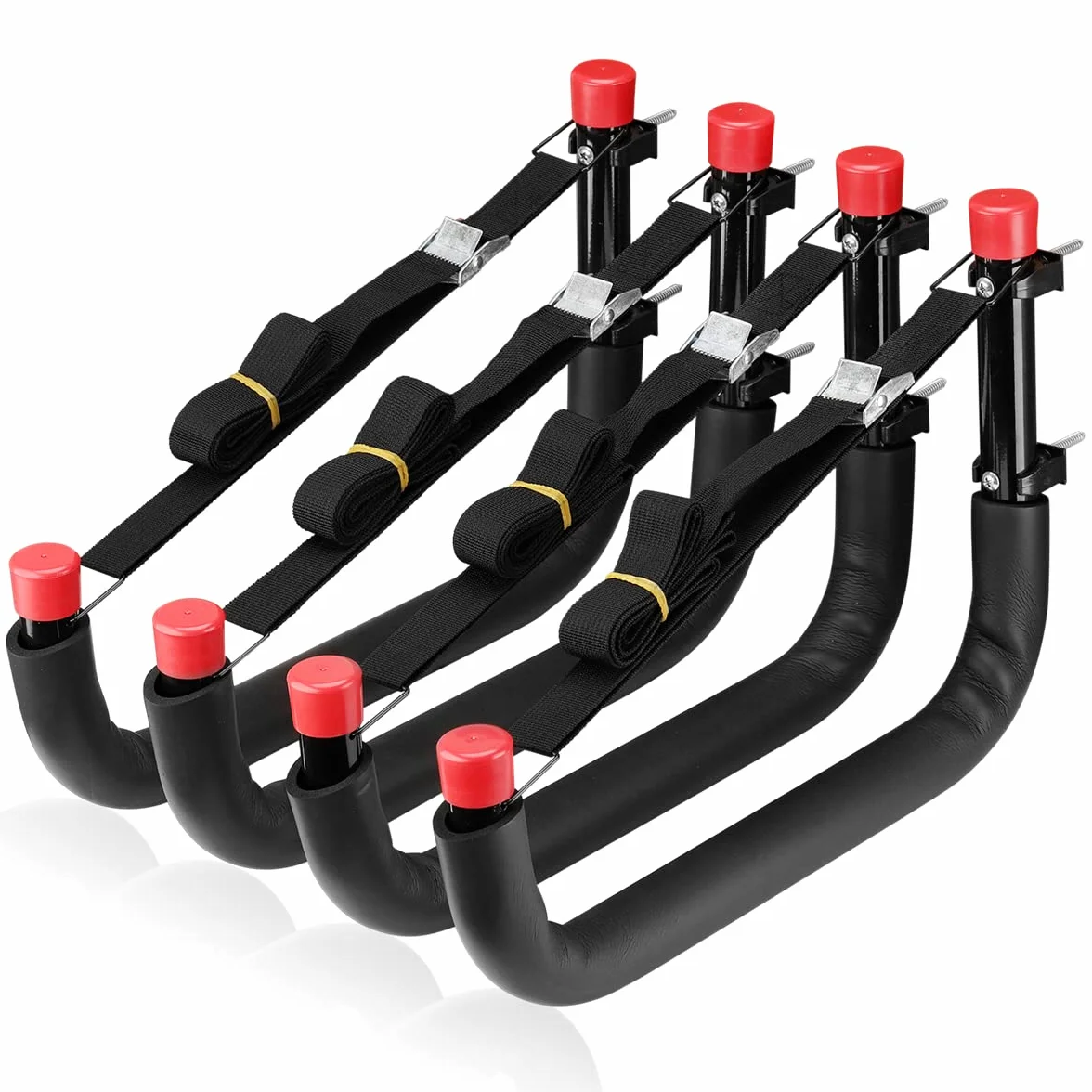 Soportes de almacenamiento para kayak de 39,5 cm, ganchos de pared para kayaks, SUP, tablas de surf, perchas resistentes con correas