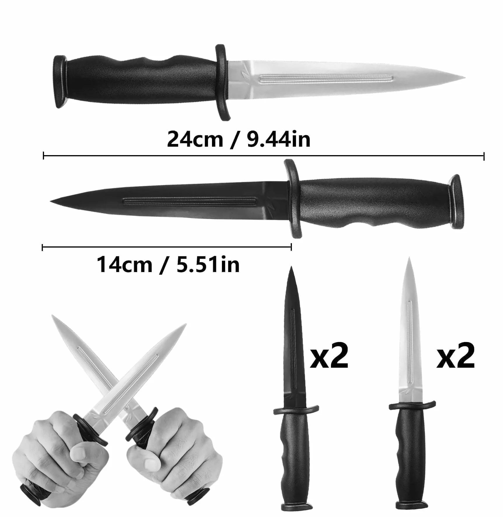 Cuchillos de Goma de Entrenamiento 4 Piezas Arma de Práctica