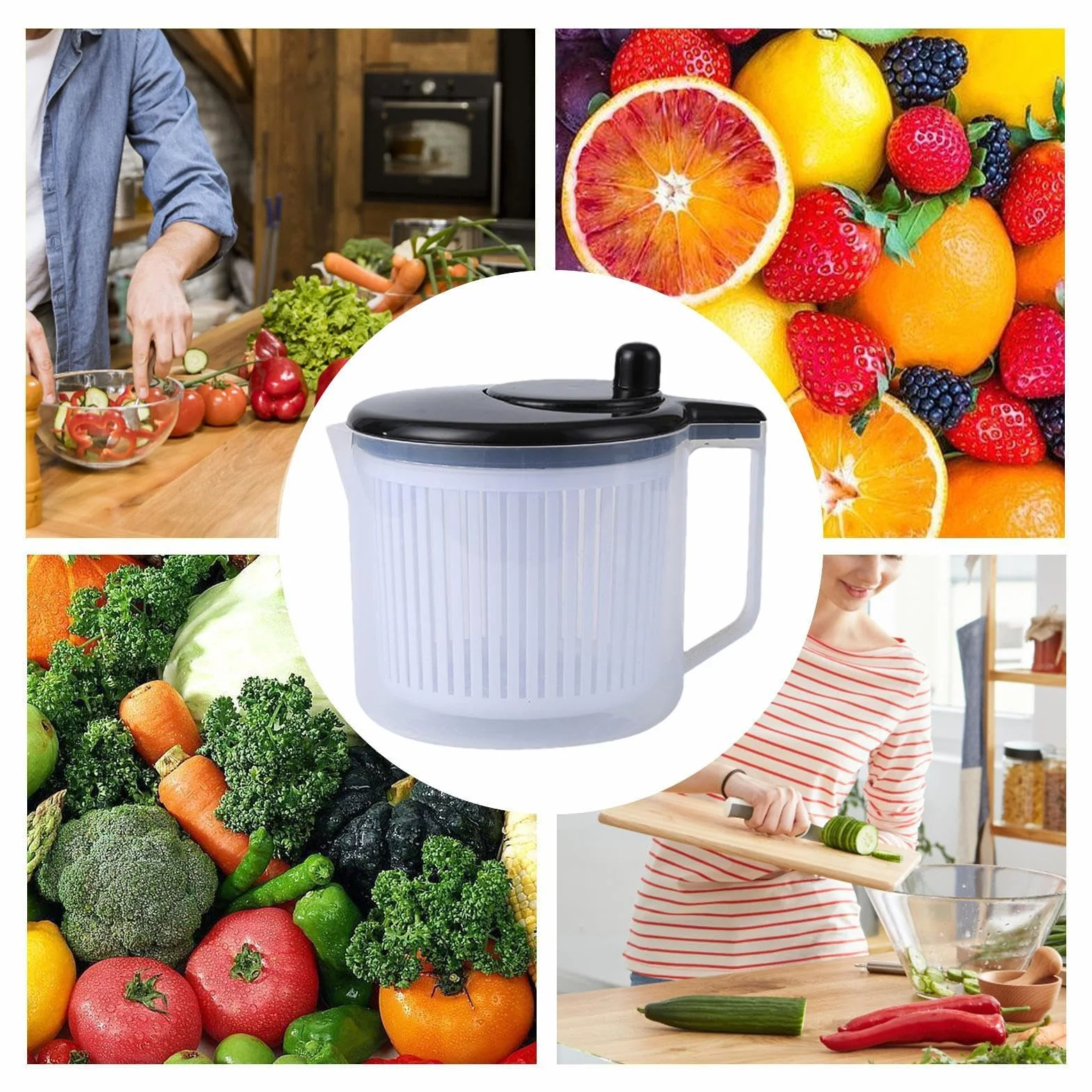 centrifugadoras, Deshidratador Multifuncional de Frutas y Verduras con colador for Preparar ensaladas, Ideal for la Cocina