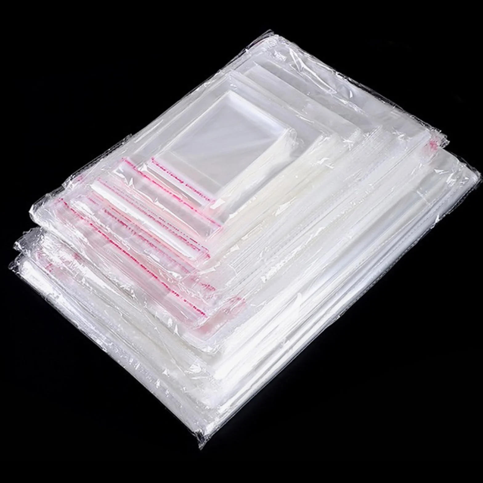 RUBY 200 Bolsas Transparentes con Cierre Adhesivo, Bolsas de Celofán para Dulces, Galletas y Regalos, Plástico Transparente Resistente para Embalaje y Manualidades, 8x12 cm