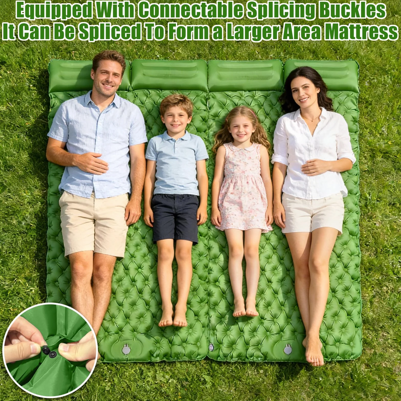 Colchoneta Inflable Doble Impermeable con Bomba de Pie y Almohada para Camping
