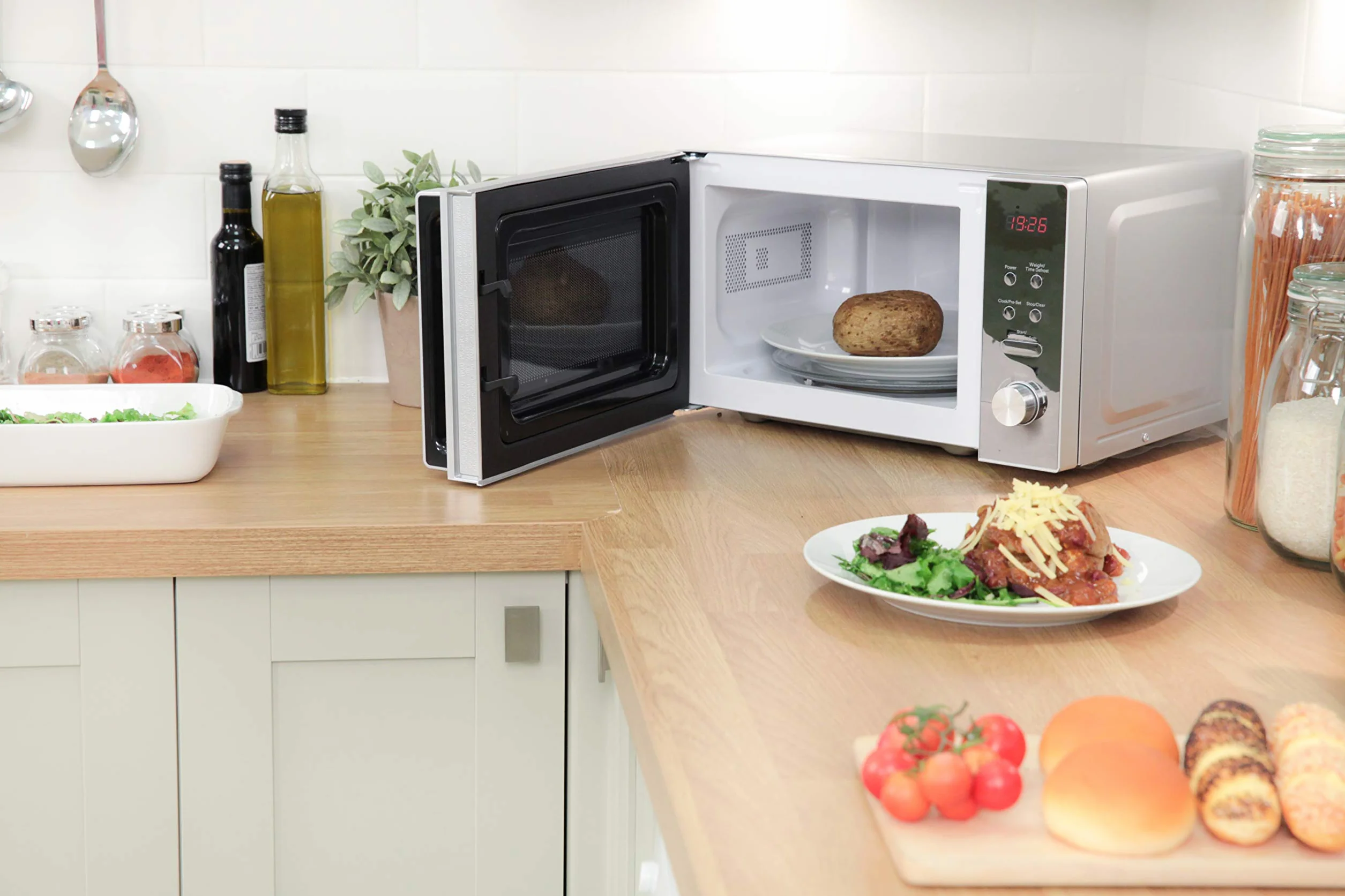 Russell Hobbs RHM2076S - Microondas compacto independiente, 800 W, 20 litros, plateado